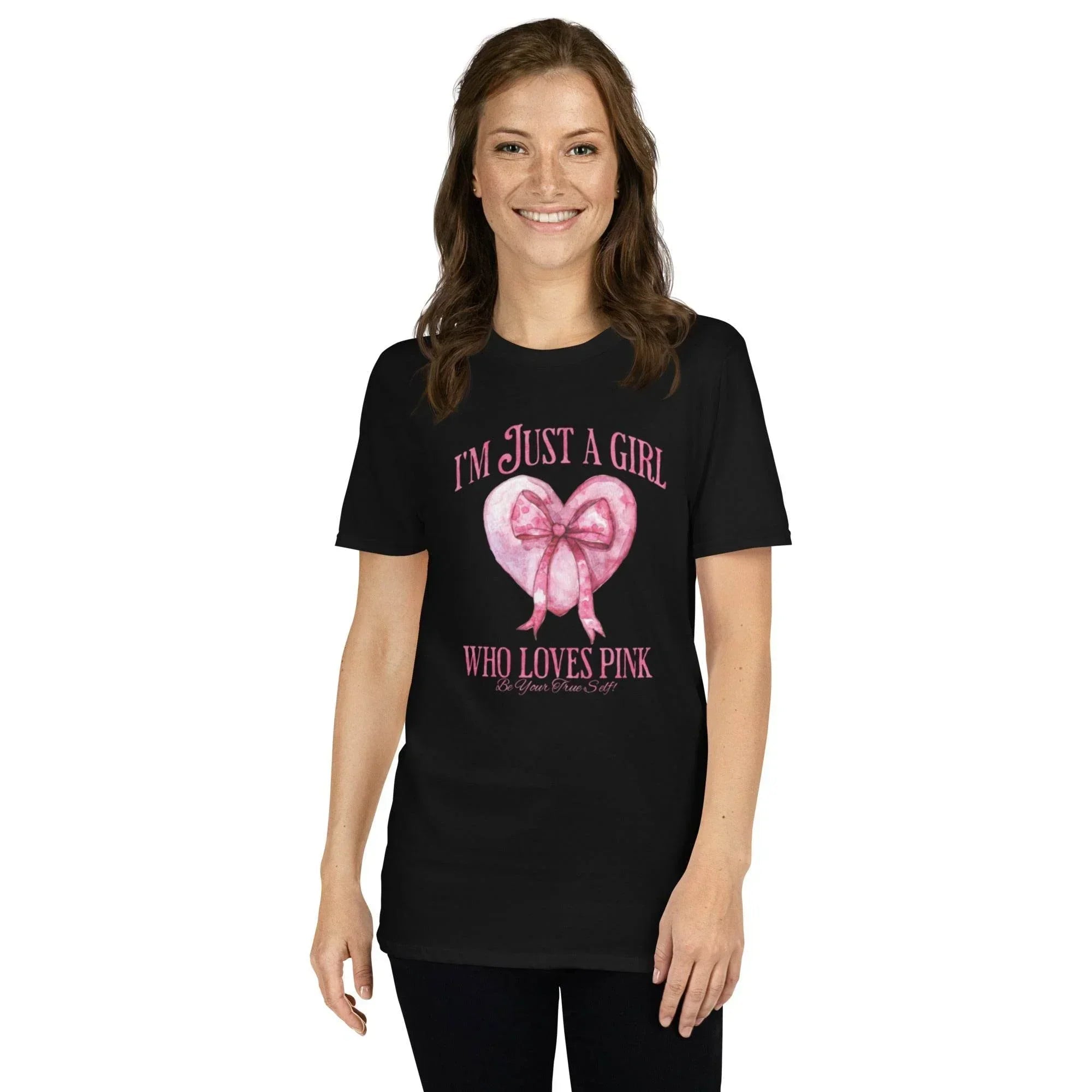 I’m Just a Girl Who Loves Pink – Cute Graphic Statement Tee | T-Shirt – Annaise Store