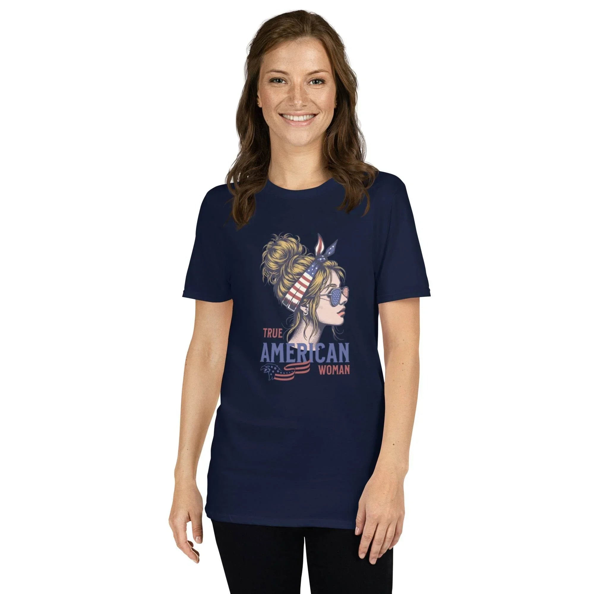 True American Woman Statement Tee – Bold Patriotic Style | T-Shirt – Annaise Store