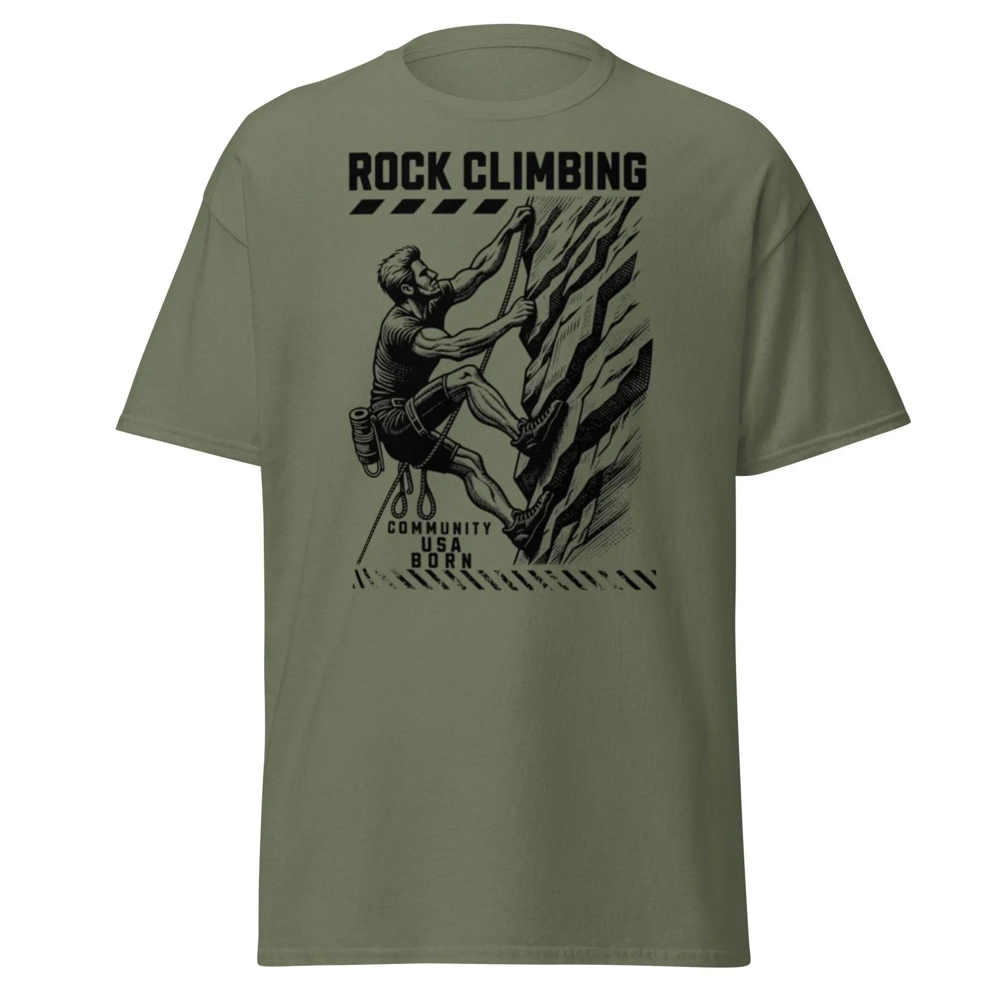 Rock climbing t-shirt in military green - front view
- Annaise Store