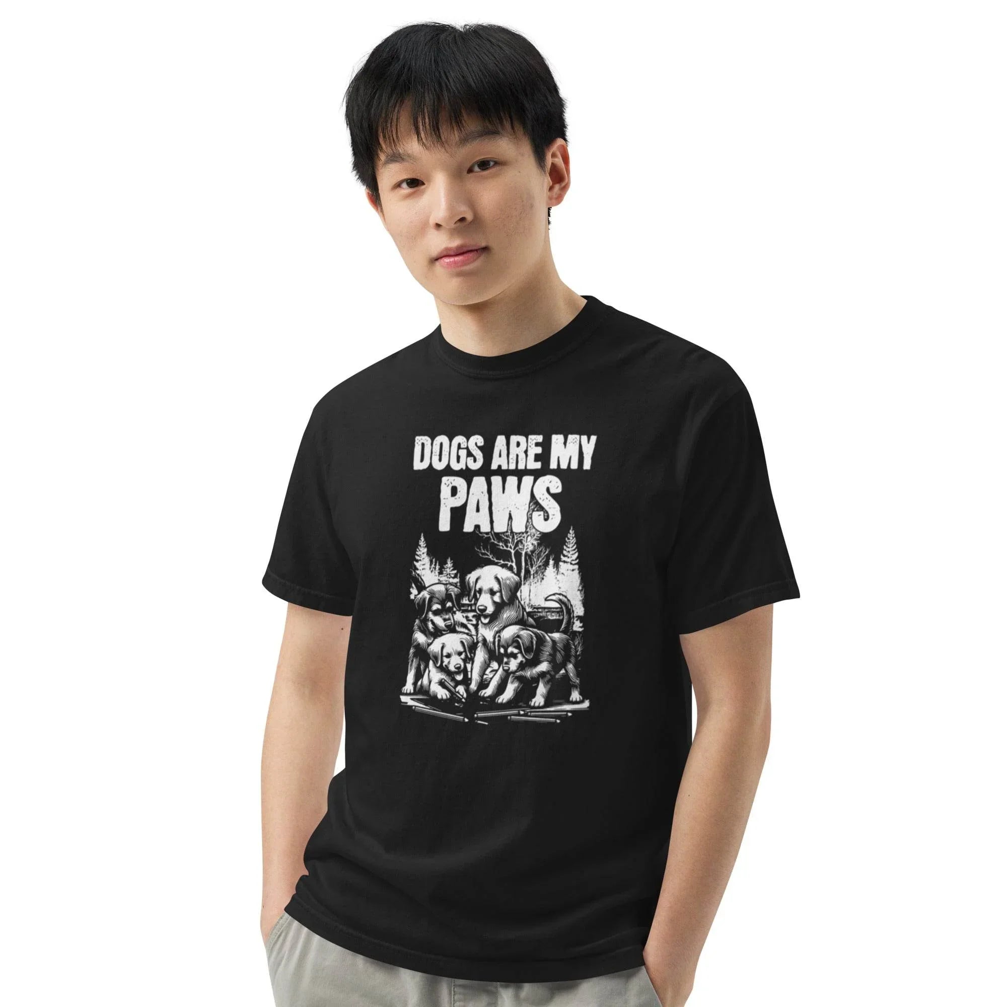 Dogs Are My Paws Heavyweight Tee – For Dog People Who Love the Outdoors | T-Shirt – Annaise Store