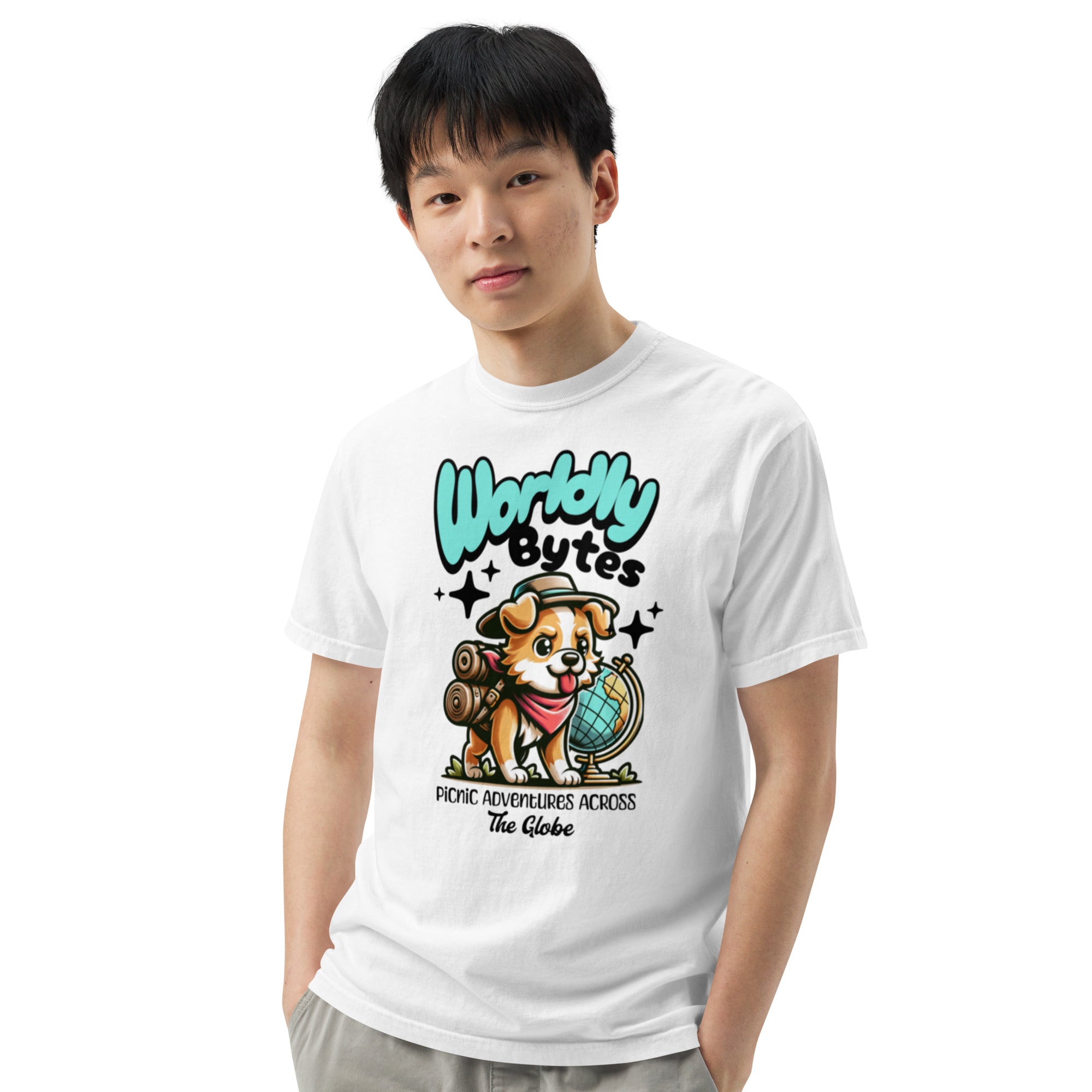 Worldly Bytes Vintage Wash Heavyweight T-Shirt – Bold Graphic Explorer Style | T-Shirt – Annaise Store