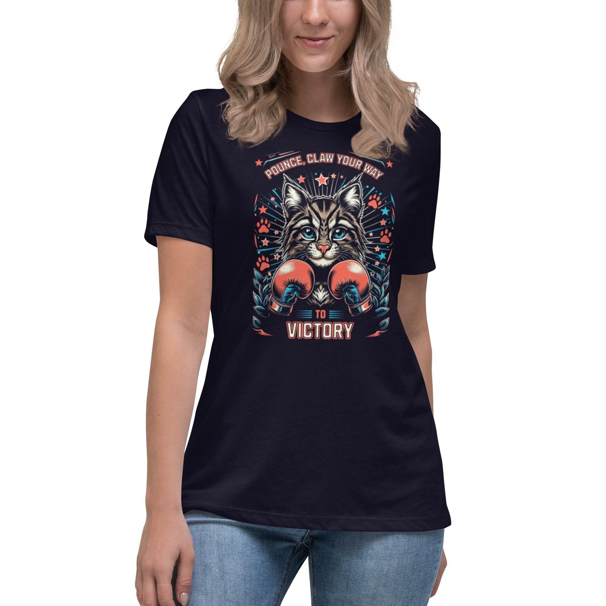 Claw Your Way to Victory – Fierce Cat Relaxed Fit T-Shirt | T-Shirt – Annaise Store
