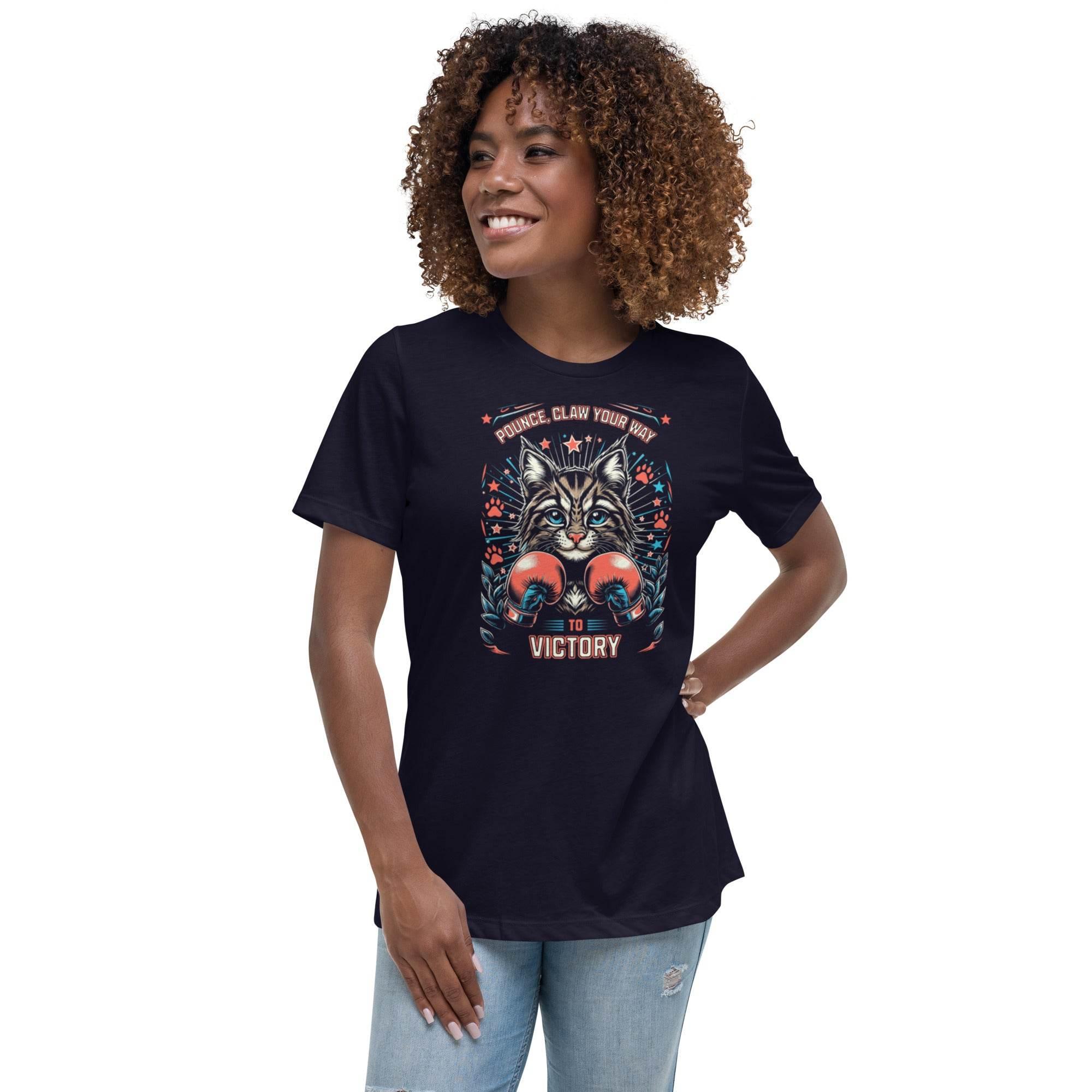 Claw Your Way to Victory – Fierce Cat Relaxed Fit T-Shirt | T-Shirt – Annaise Store