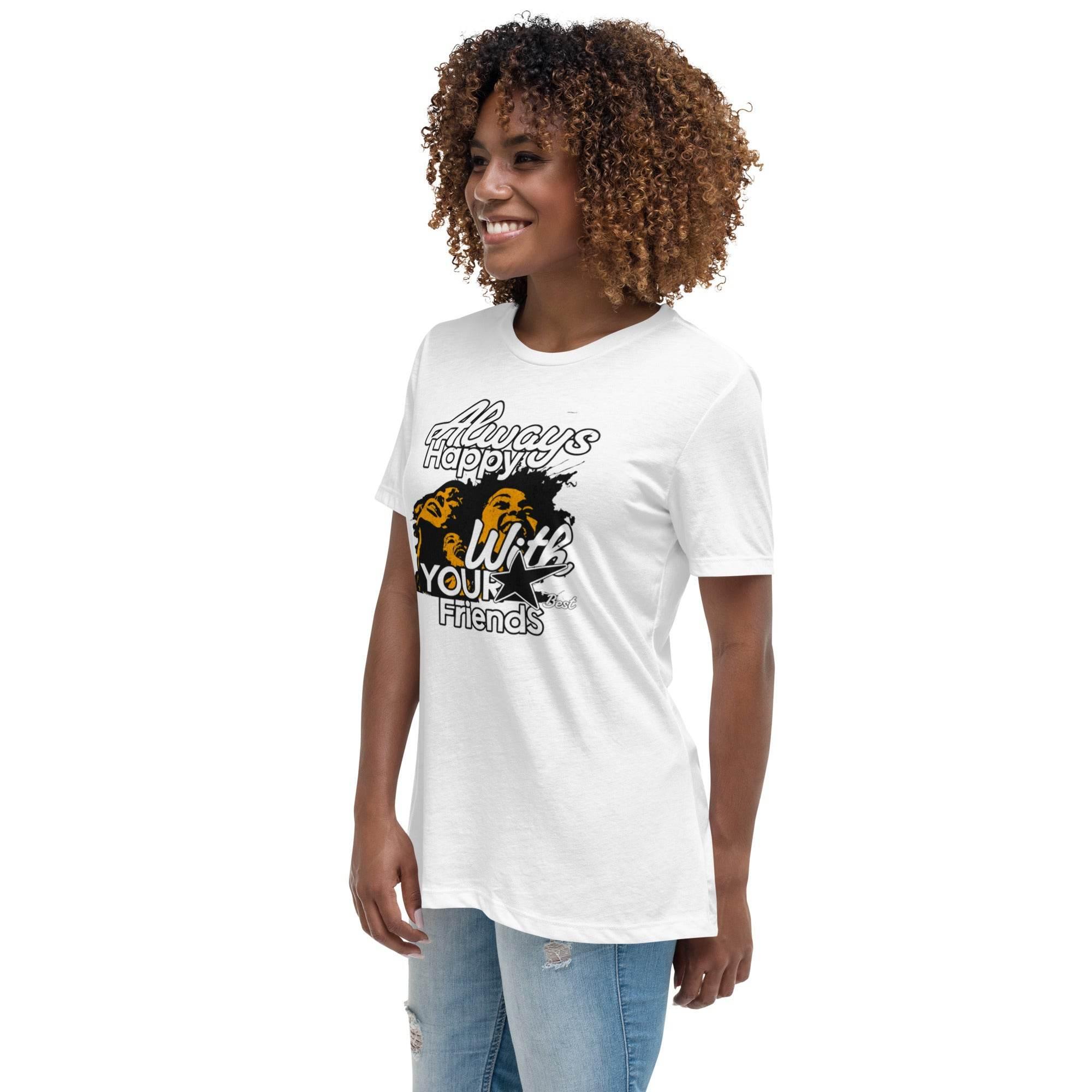 Always Happy with Your Friends Relaxed Fit Tee – Comfort & Positivity | T-Shirt – Annaise Store
