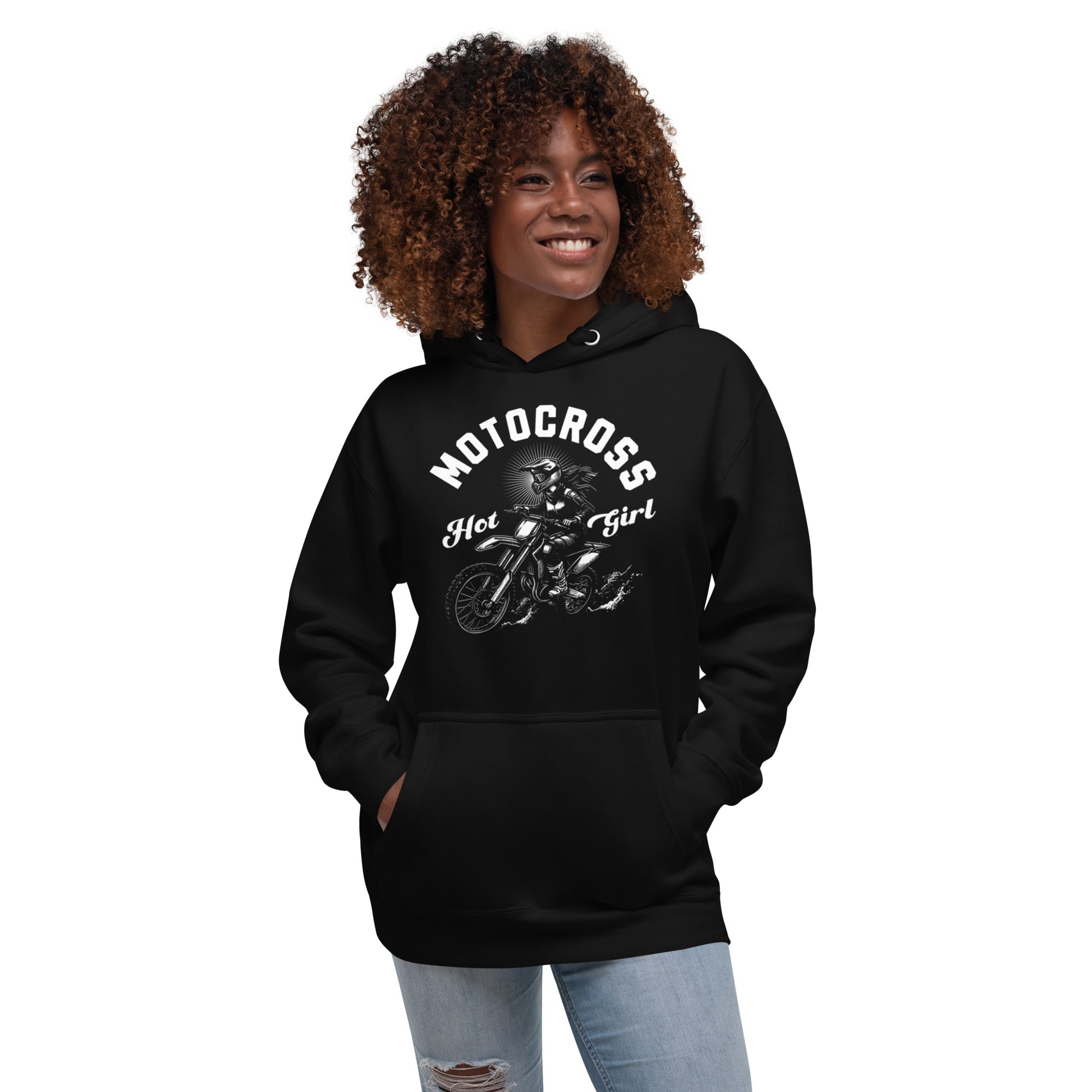 Motocross Hot Girl Pullover Hoodie – Bold Graphic, Cozy Fit | Unisex Hoodie – Annaise Store