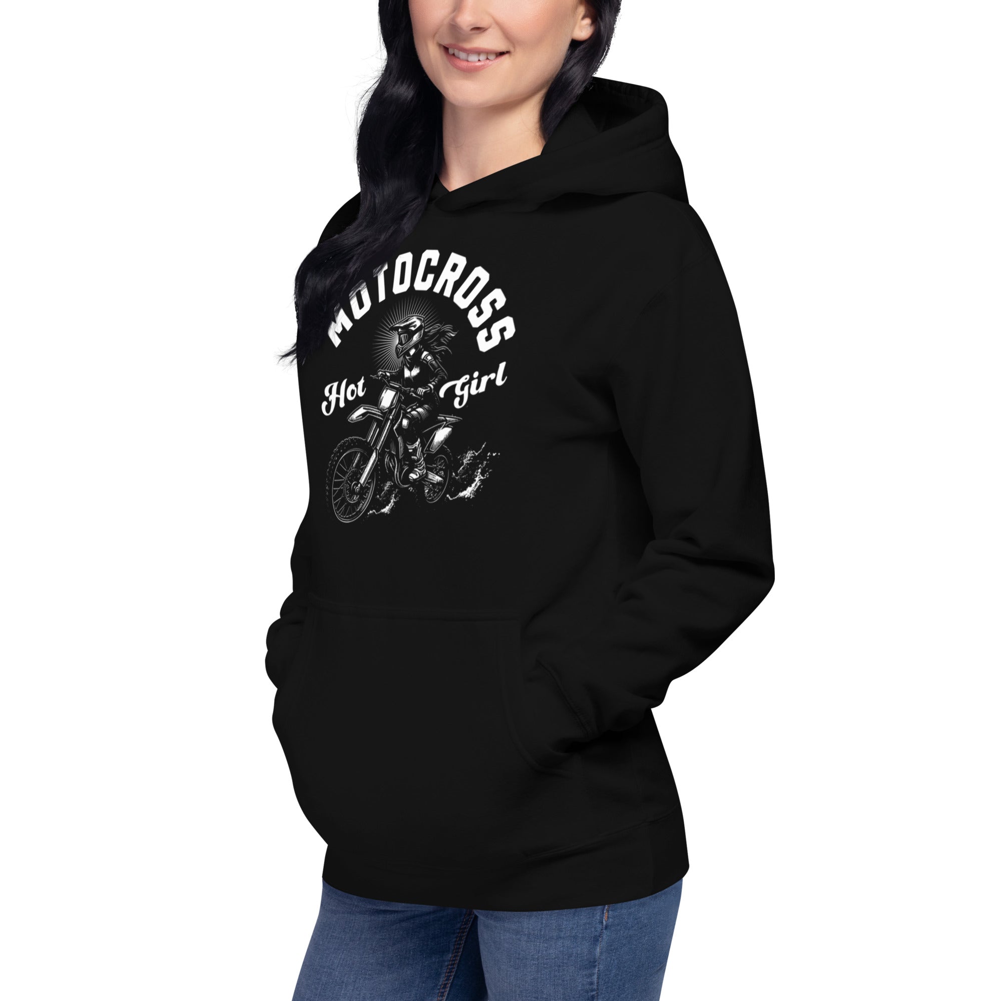 Motocross Hot Girl Pullover Hoodie – Bold Graphic, Cozy Fit | Unisex Hoodie – Annaise Store