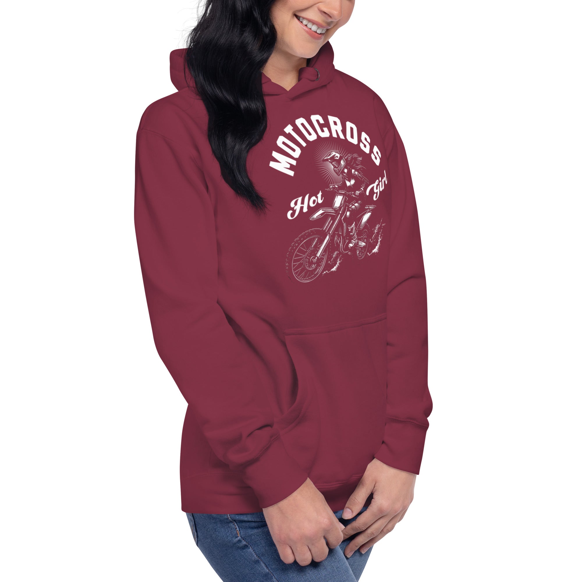 Motocross Hot Girl Pullover Hoodie – Bold Graphic, Cozy Fit | Unisex Hoodie – Annaise Store