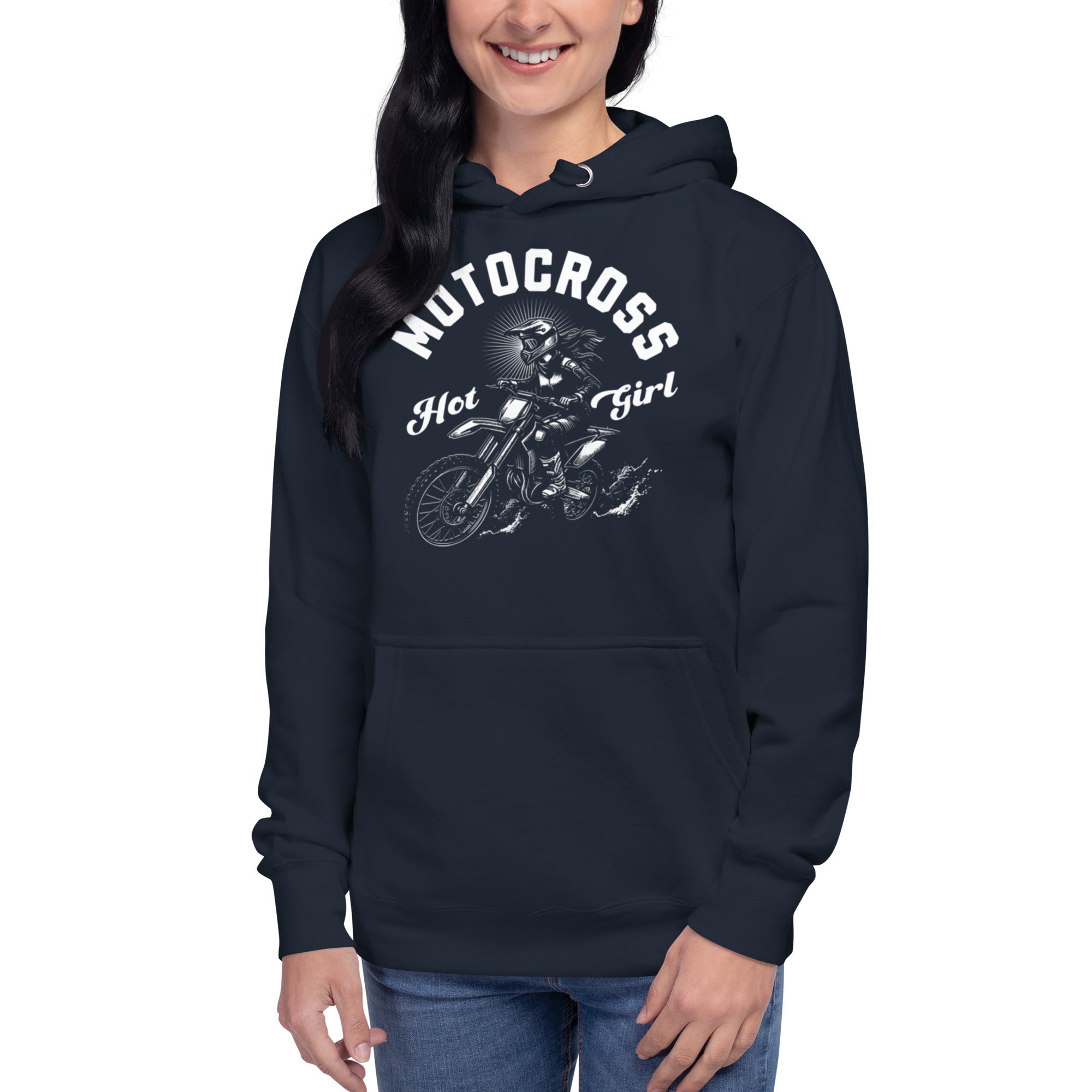 Motocross Hot Girl Pullover Hoodie – Bold Graphic, Cozy Fit | Unisex Hoodie – Annaise Store
