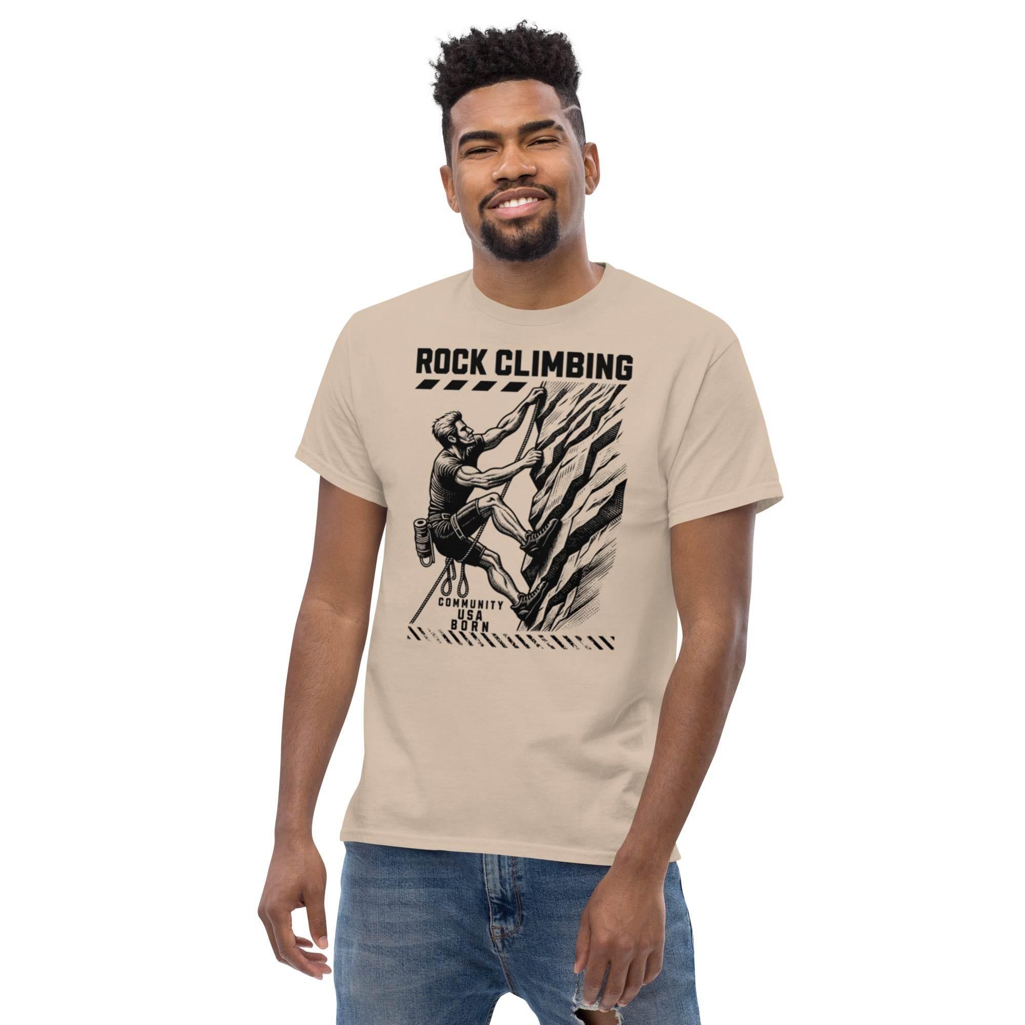 Rock climbing t-shirt in sand color - front view
 - Annaise Store