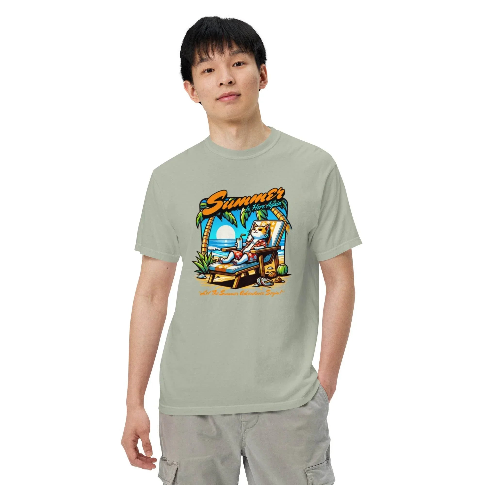 Bay garment-dyed heavyweight t-shirt with colorful ocean escape graphic – beach-inspired casual summer style. - Annaise Store