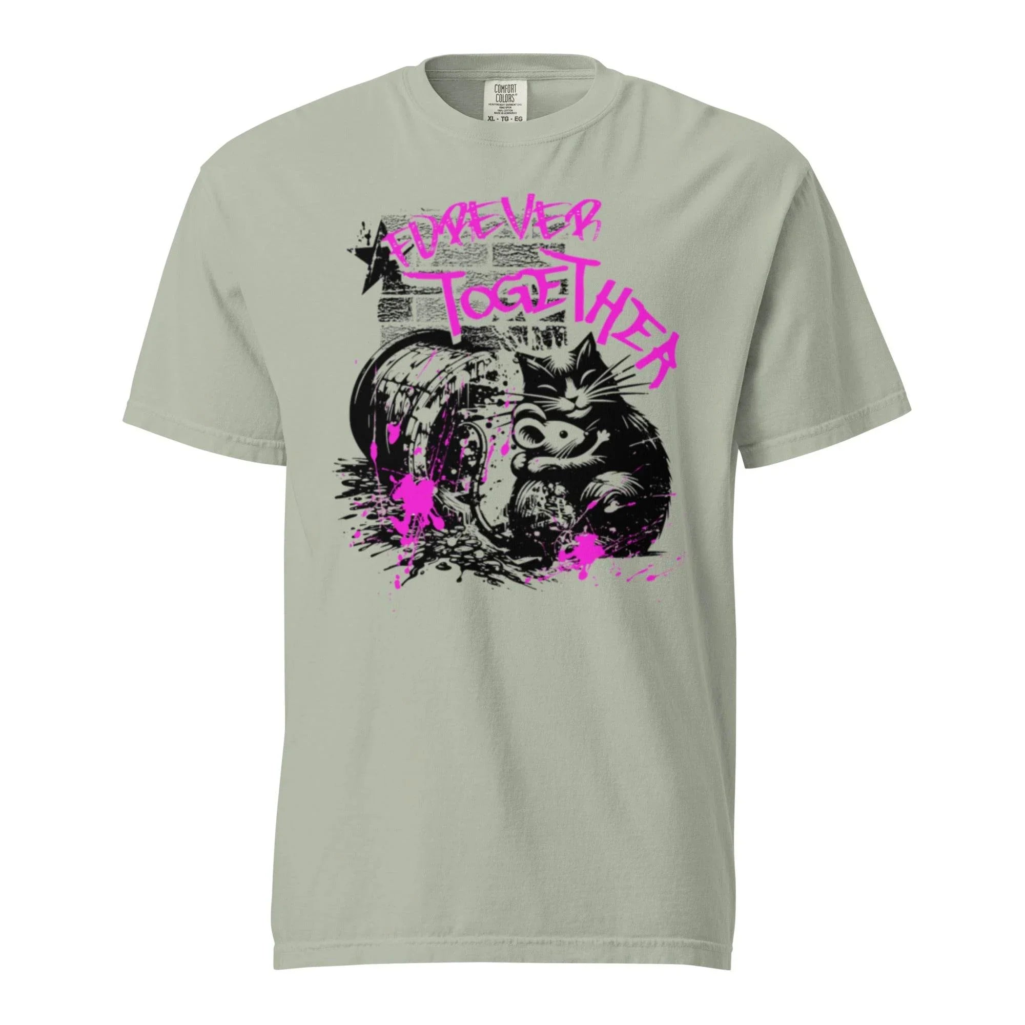 Bay heavyweight retro graphic tee with colorful ‘Forever Together’ design – comfortable garment-dyed streetwear. - Annaise Store