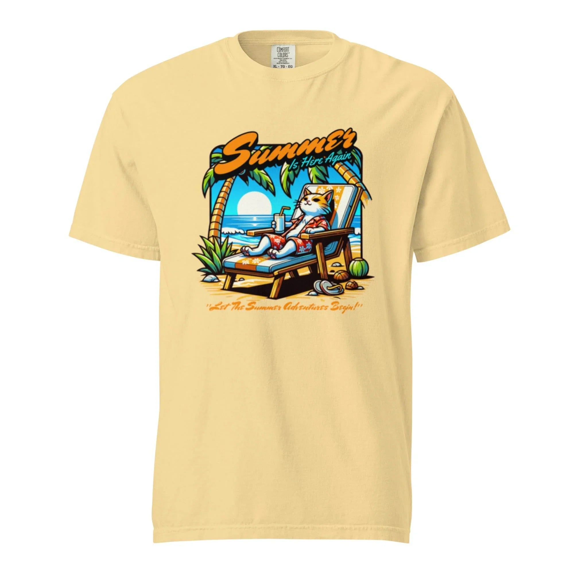 Butter garment-dyed heavyweight t-shirt with colorful ocean escape graphic – beach-inspired casual summer style. - Annaise Store