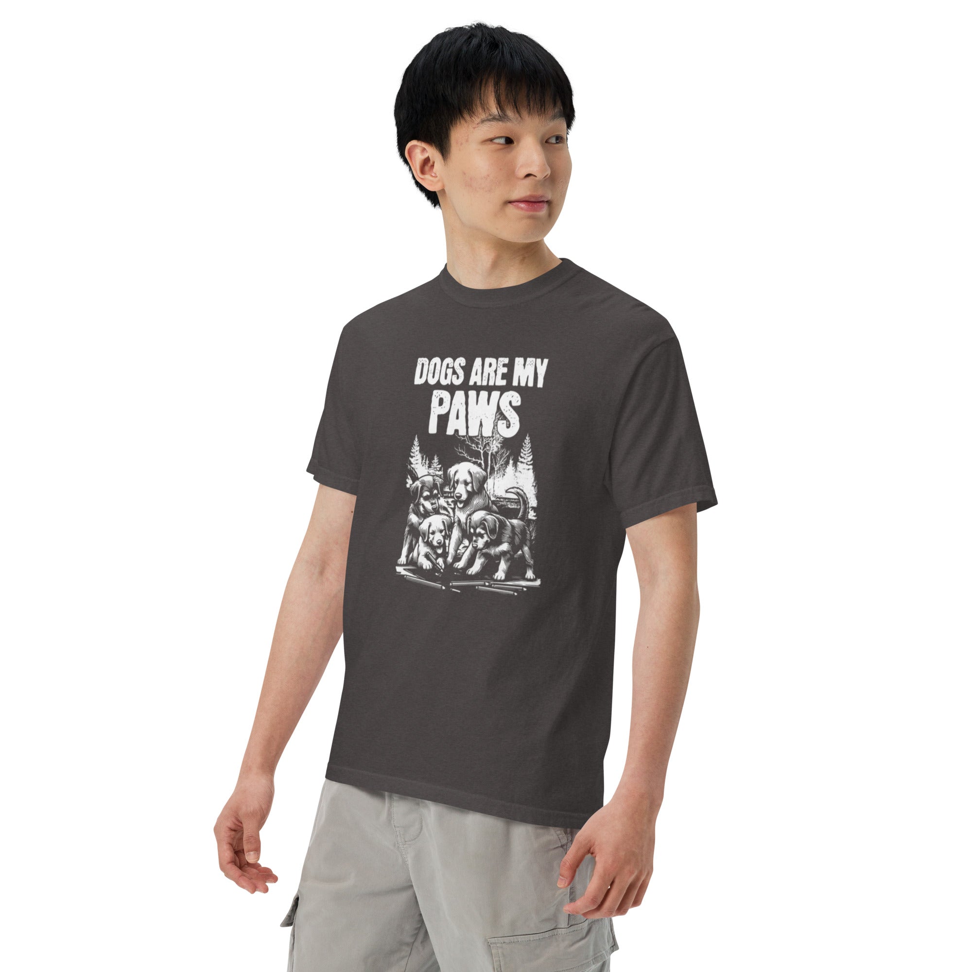 Dogs Are My Paws Heavyweight Tee – For Dog People Who Love the Outdoors | T-Shirt – Annaise Store