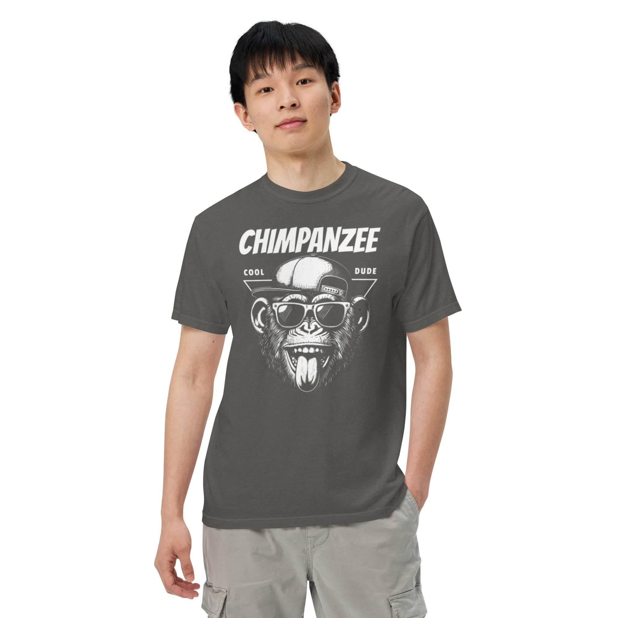 Pepper heavyweight t-shirt with bold chimpanzee illustration – urban streetwear graphic garment-dyed style - Annaise Store