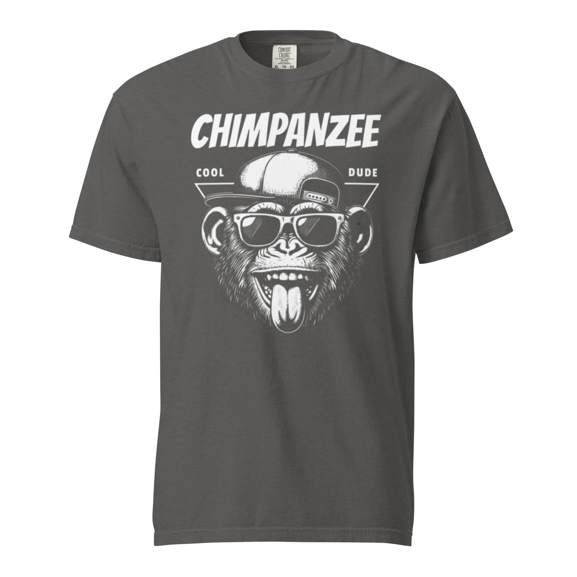 Pepper heavyweight t-shirt with bold chimpanzee illustration – urban streetwear graphic garment-dyed style - Annaise Store