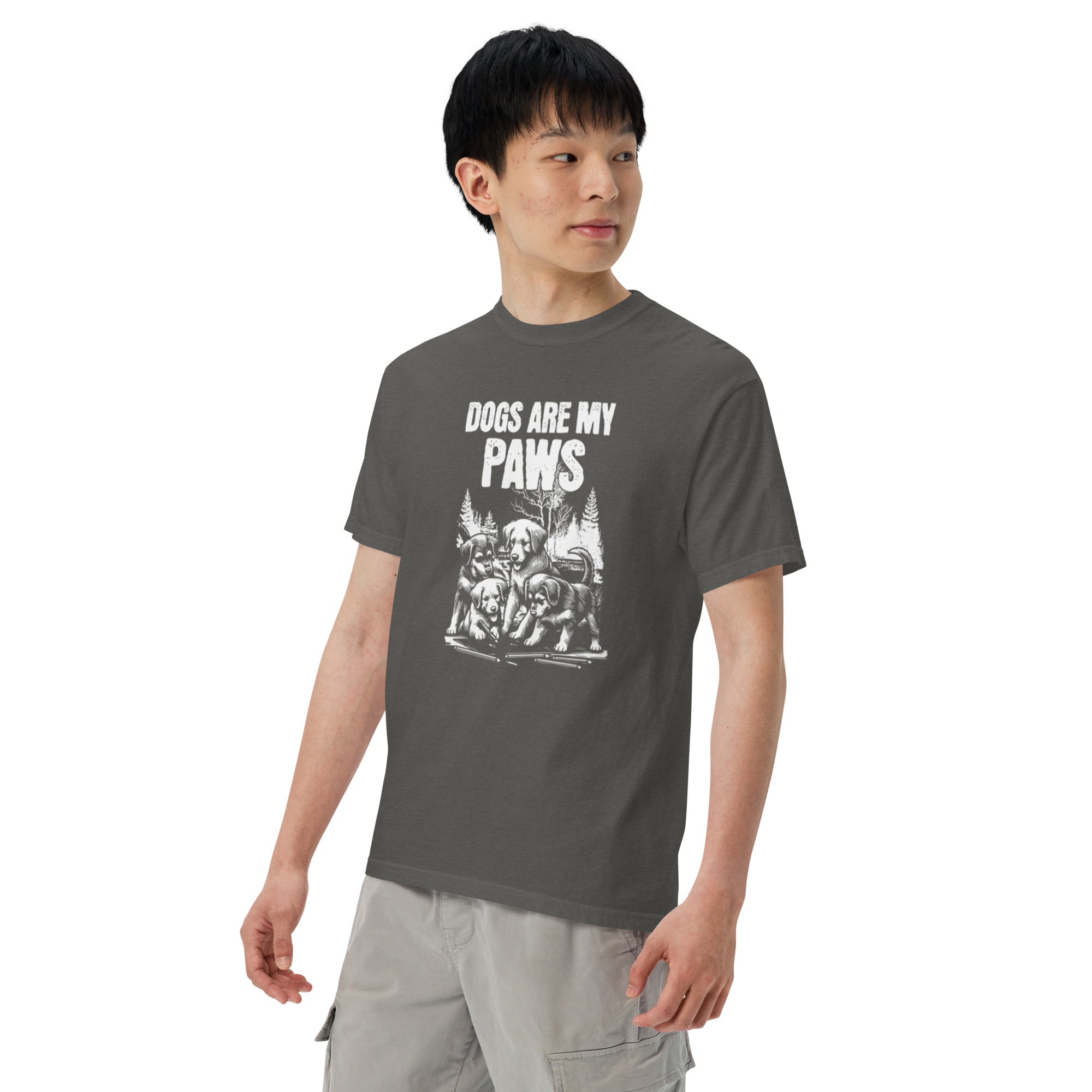 Dogs Are My Paws Heavyweight Tee – For Dog People Who Love the Outdoors | T-Shirt – Annaise Store