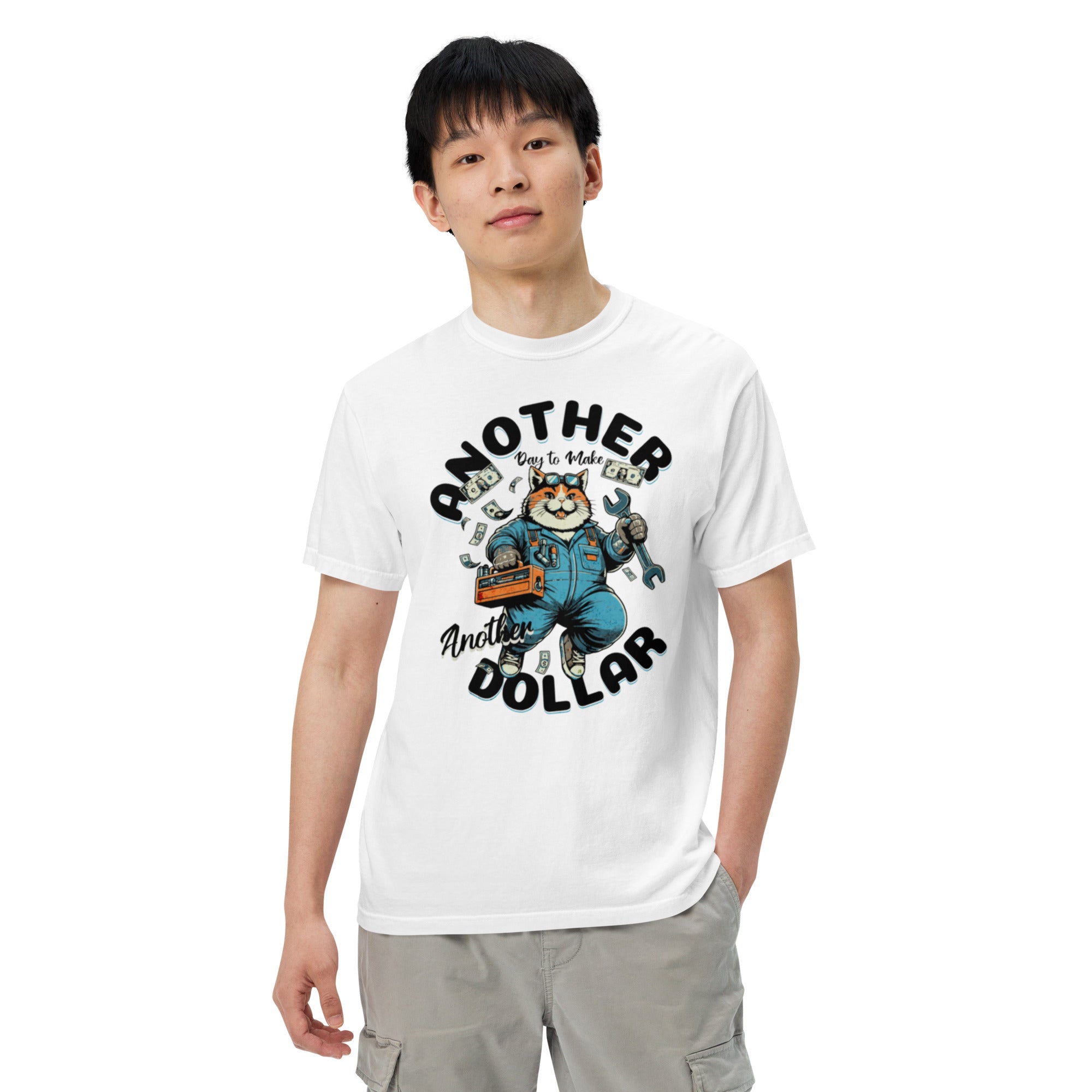 Retro Cartoon Workwear Tee – Another Dollar Garment - Dyed Heavyweight Style | T-Shirt – Annaise Store