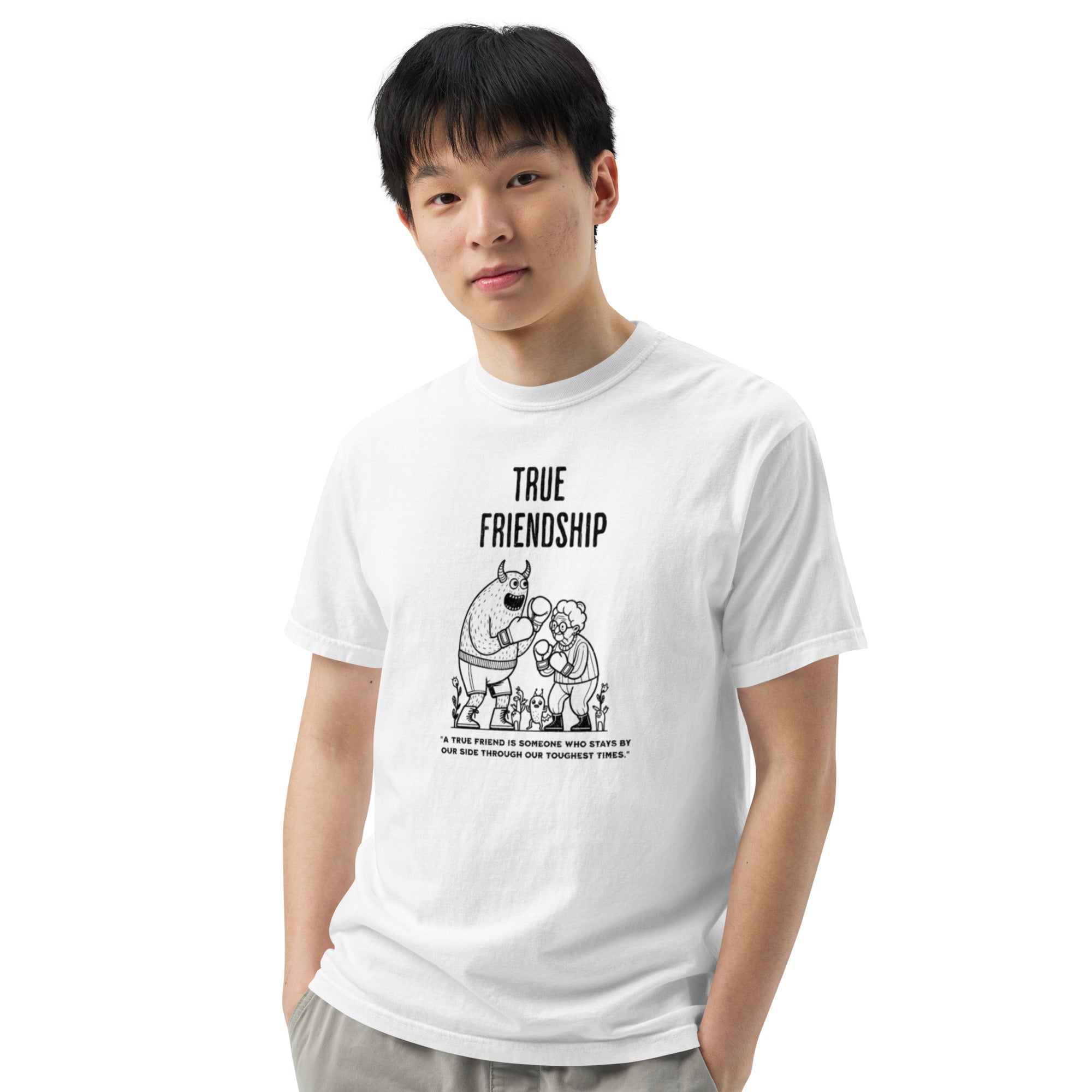 True Friendship Heavyweight Tee – Garment - Dyed Comfort & Timeless Bond | T-Shirt – Annaise Store
