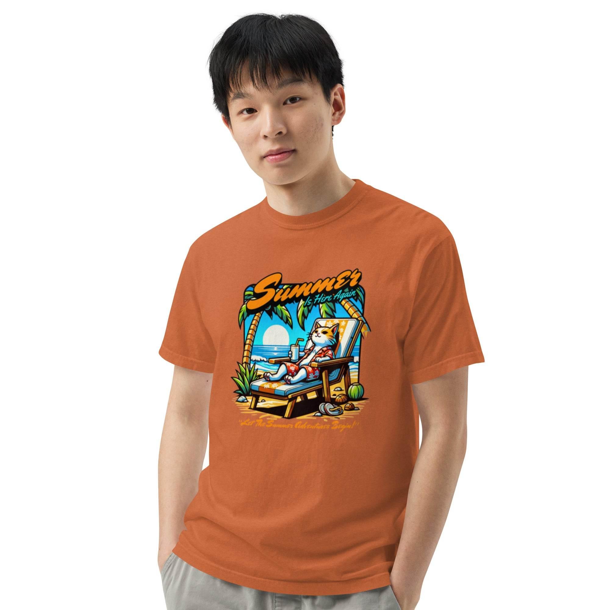 Yam garment-dyed heavyweight t-shirt with colorful ocean escape graphic – beach-inspired casual summer style. - Annaise Store