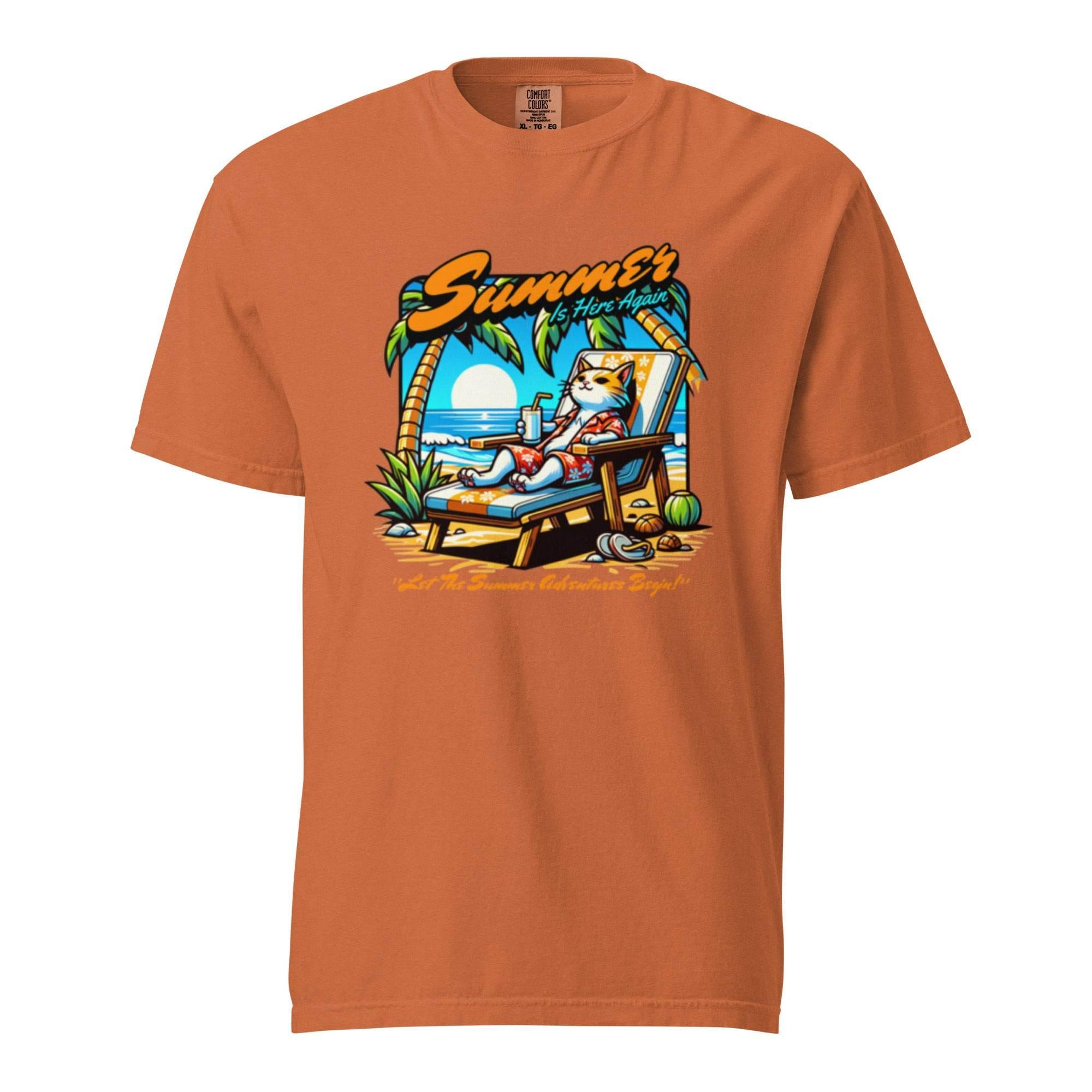 Yam garment-dyed heavyweight t-shirt with colorful ocean escape graphic – beach-inspired casual summer style. - Annaise Store