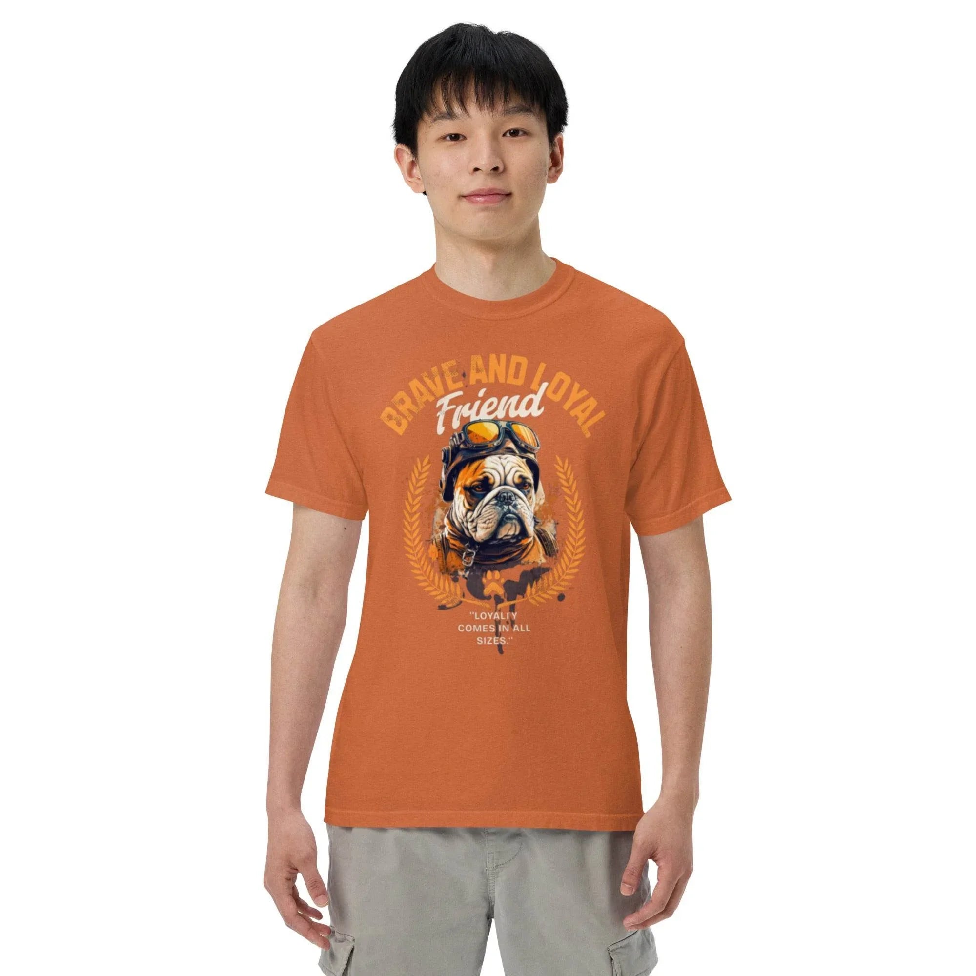 Yam heavyweight garment-dyed t-shirt featuring a vintage bulldog graphic – bold streetwear inspired by loyalty and timeless style. - Annaise Store
