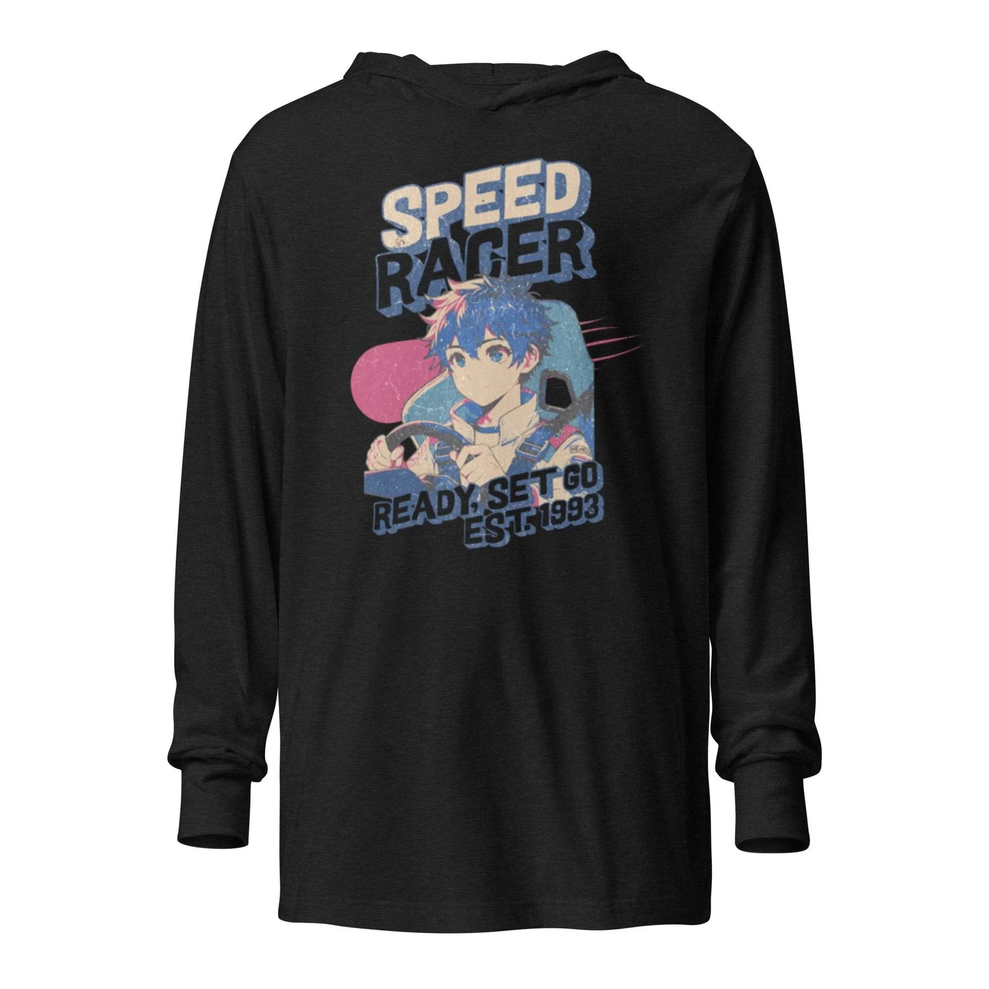 Speed Racer Hoodie Tee – Vintage Motorsport Graphic Long Sleeve | Hooded Long - Sleeve Tee – Annaise Store