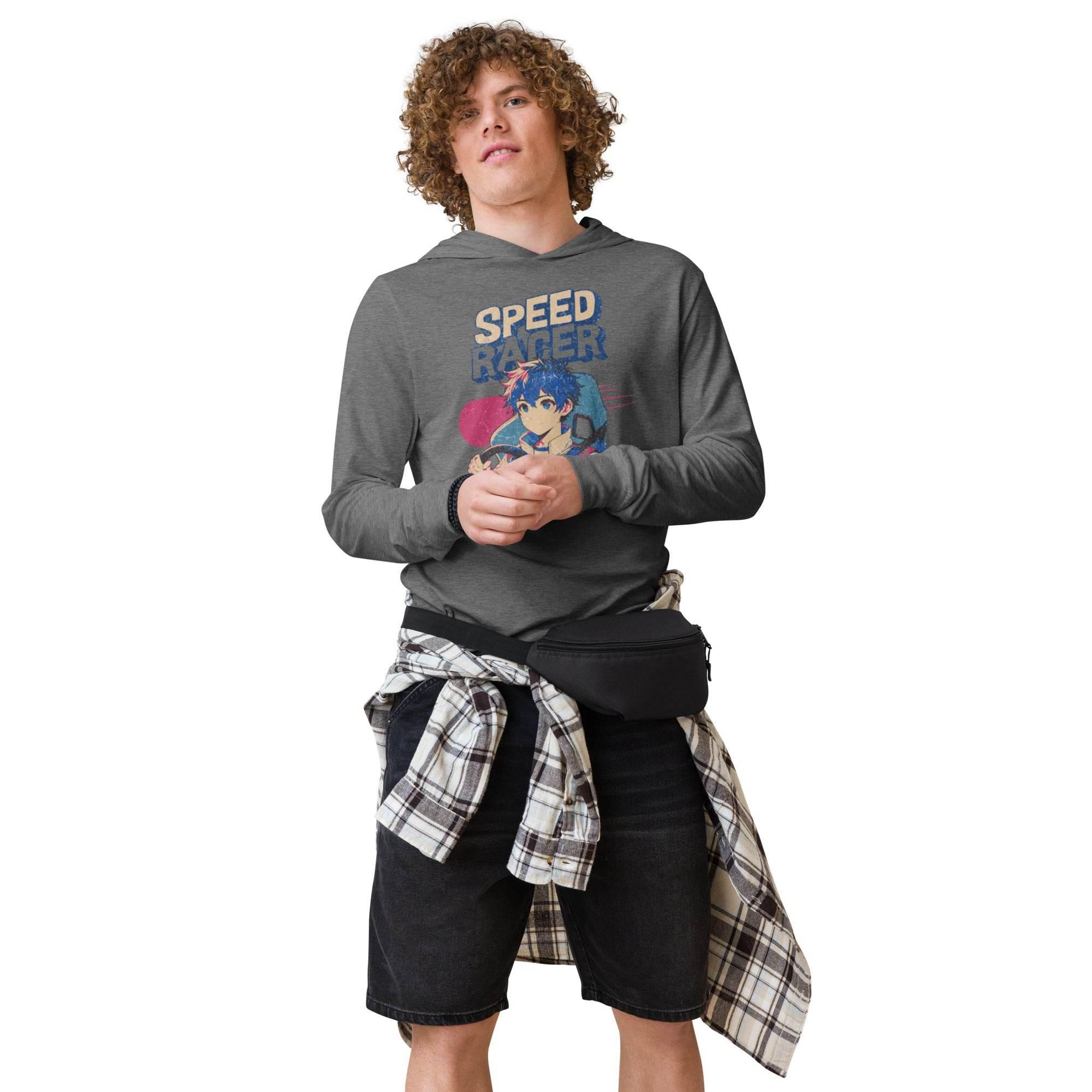 Speed Racer Hoodie Tee – Vintage Motorsport Graphic Long Sleeve | Hooded Long - Sleeve Tee – Annaise Store