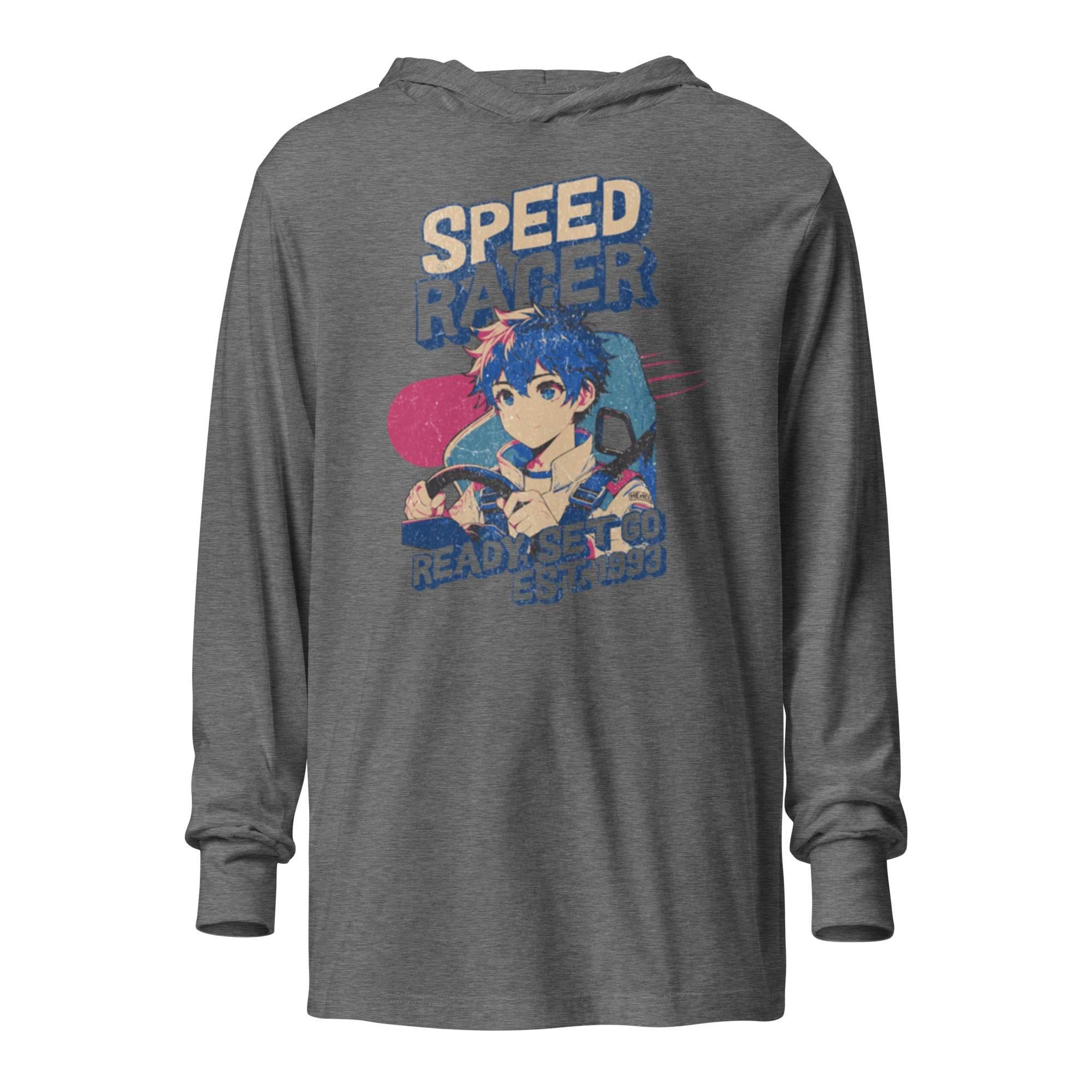 Speed Racer Hoodie Tee – Vintage Motorsport Graphic Long Sleeve | Hooded Long - Sleeve Tee – Annaise Store