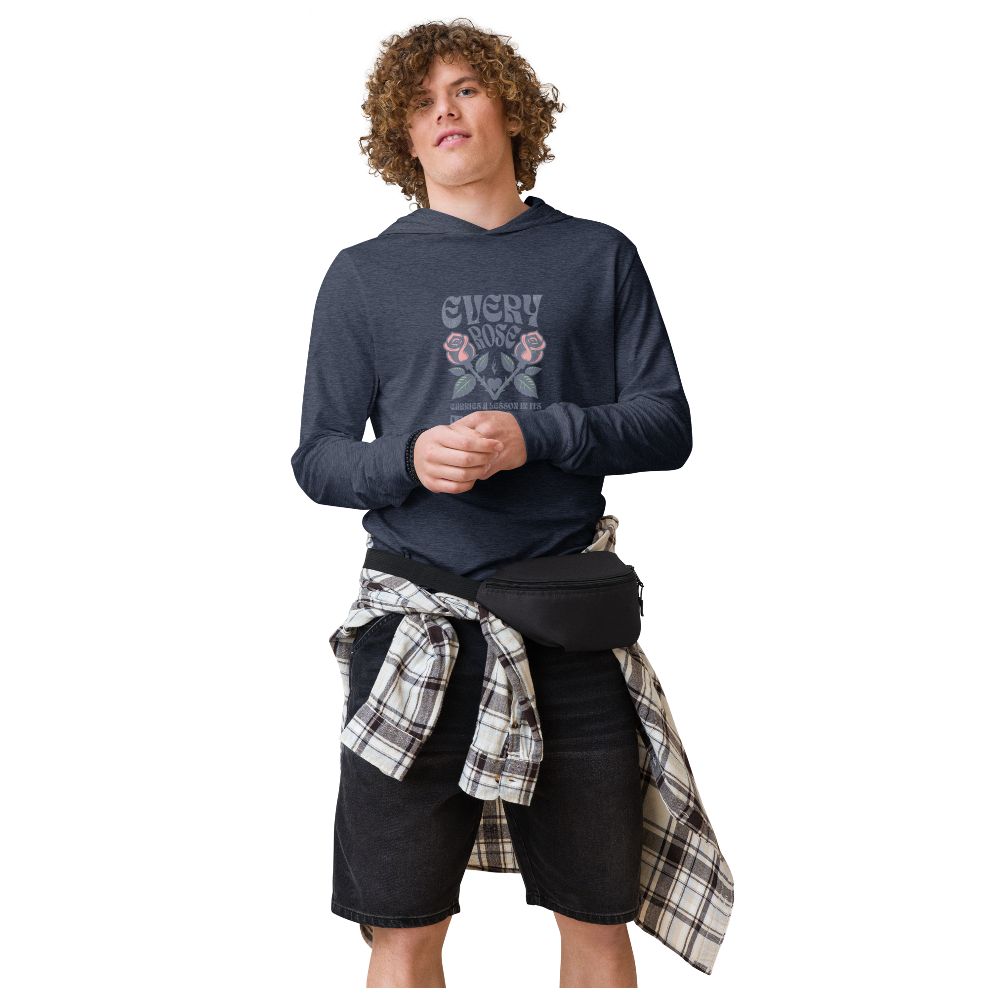 Sudadera con capucha "Cada rosa tiene sus espinas" - Manga larga con estampado floral