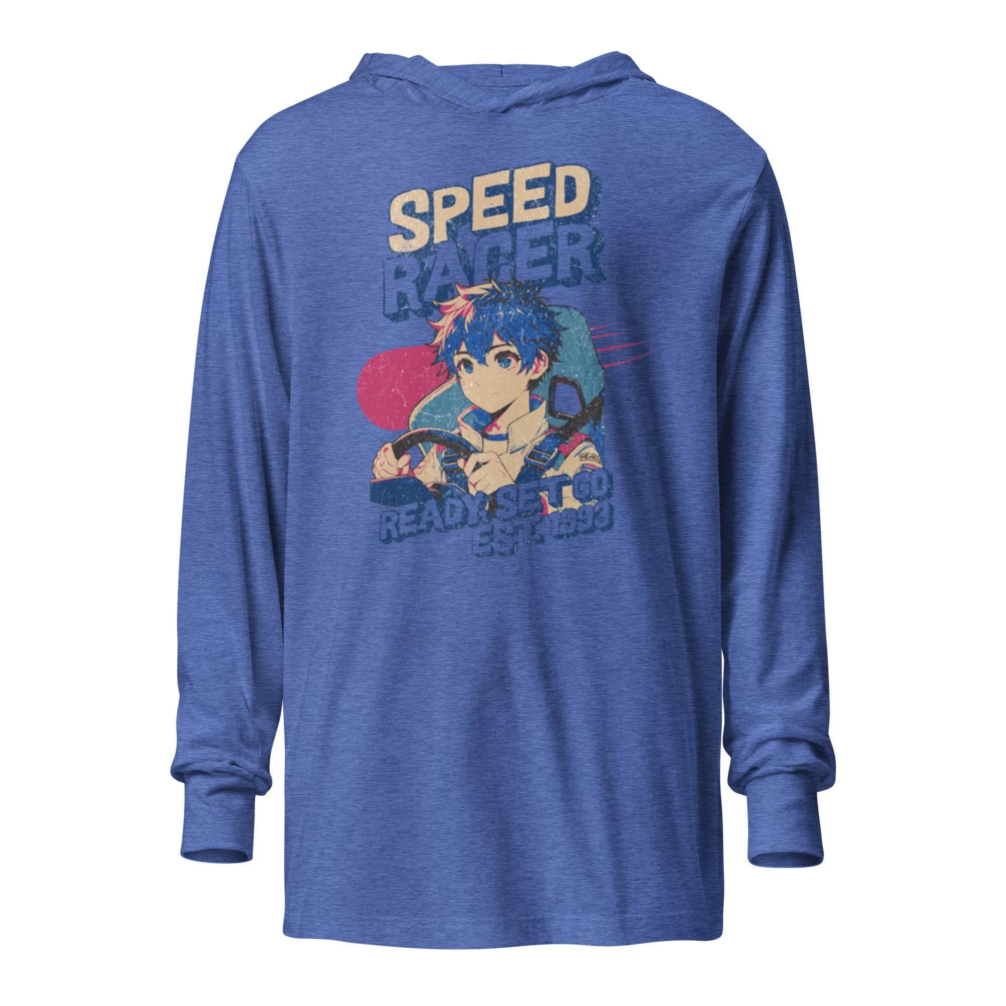 Speed Racer Hoodie Tee – Vintage Motorsport Graphic Long Sleeve | Hooded Long - Sleeve Tee – Annaise Store