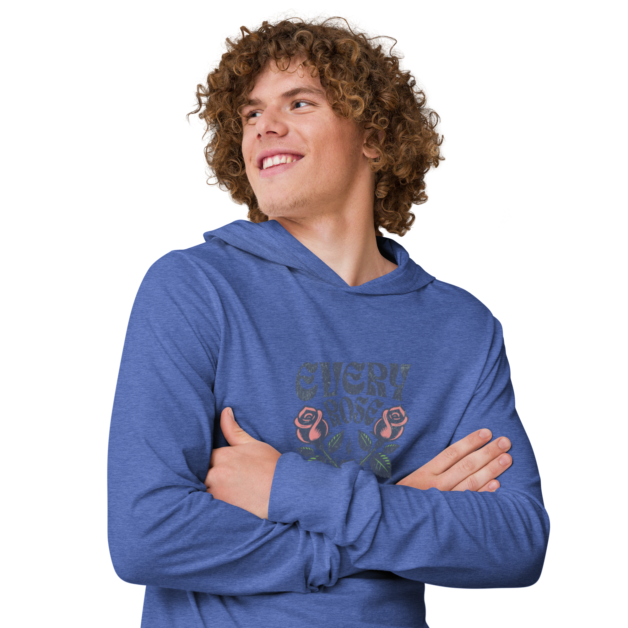 Sudadera con capucha "Cada rosa tiene sus espinas" - Manga larga con estampado floral