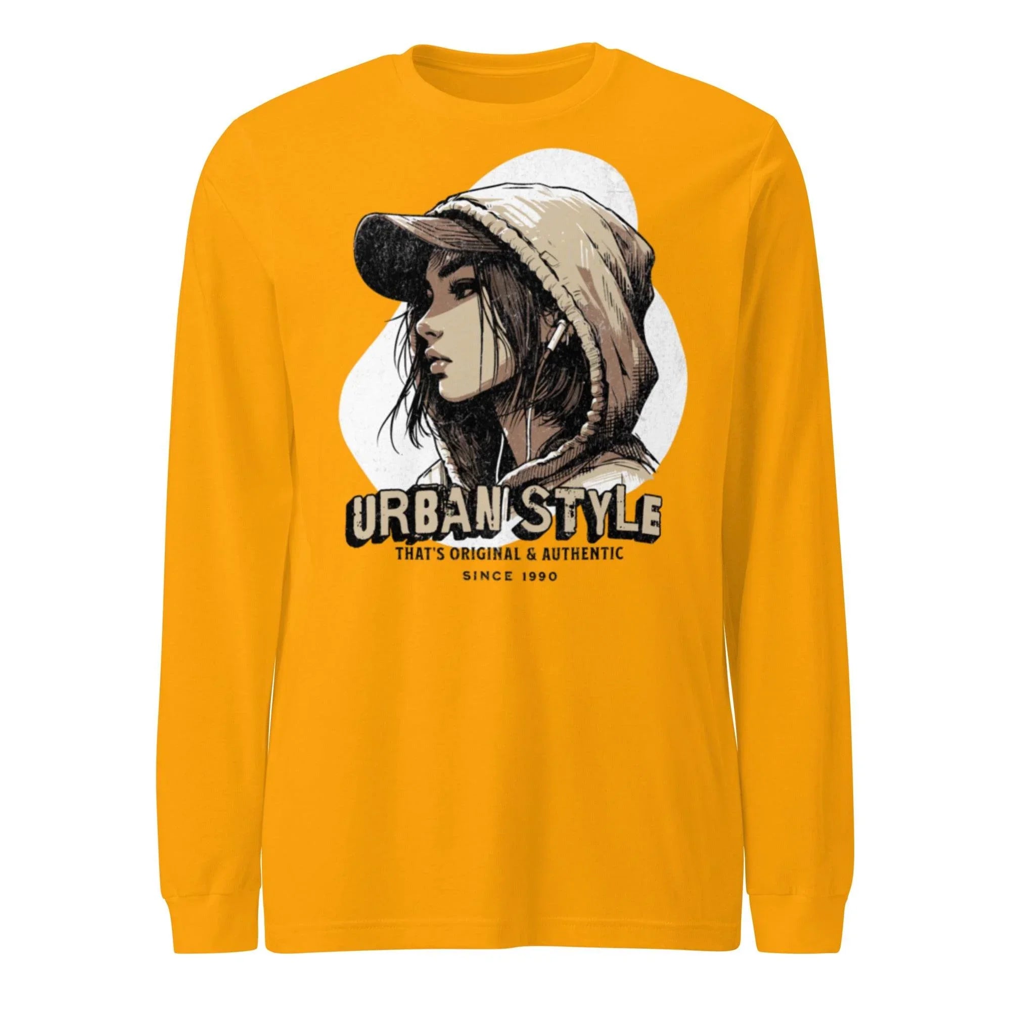 Mid-weight unisex long sleeve t-shirt with Urban Style print—breathable cotton blend- Annaise Store