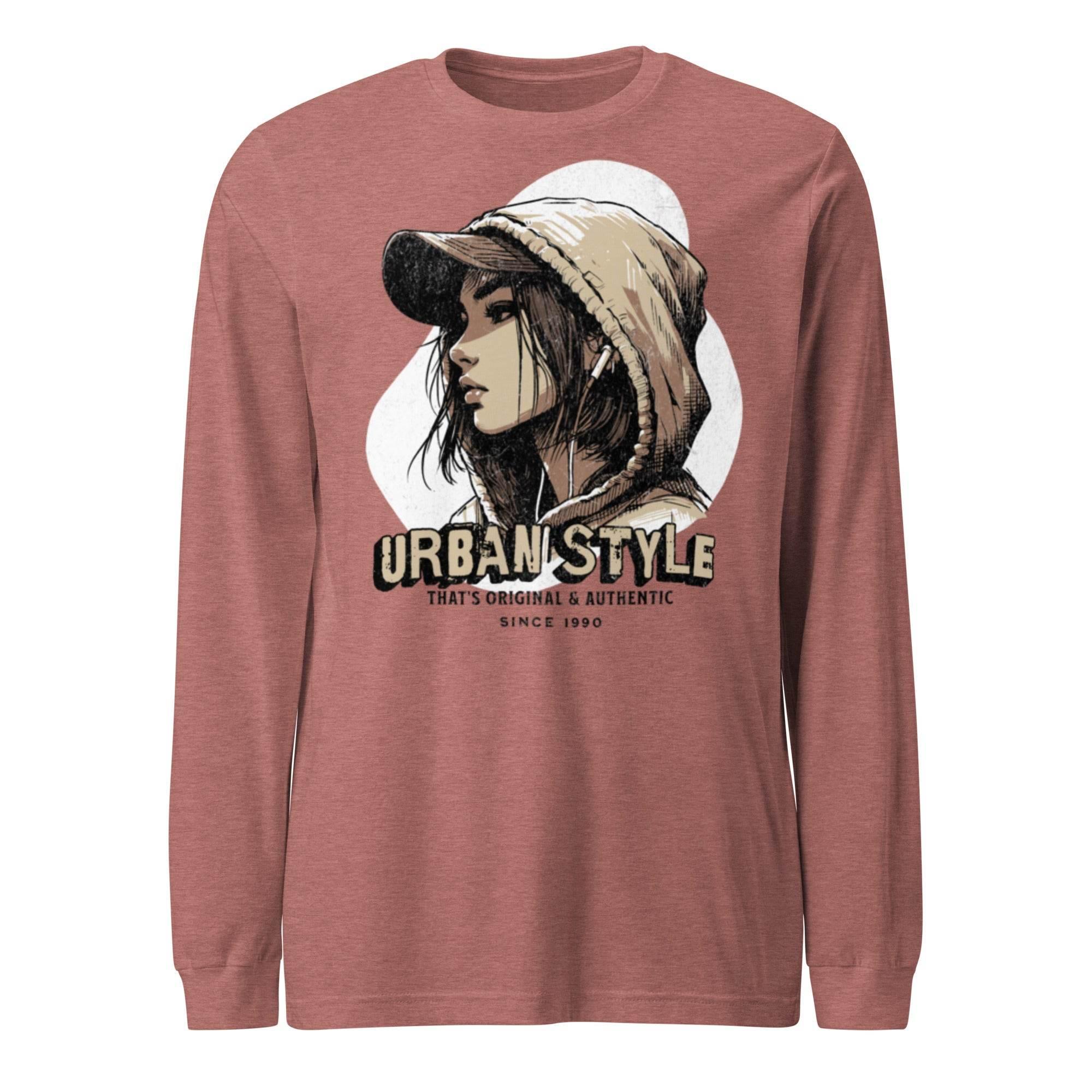 Mid-weight unisex long sleeve t-shirt with Urban Style print—breathable cotton blend - Annaise Store