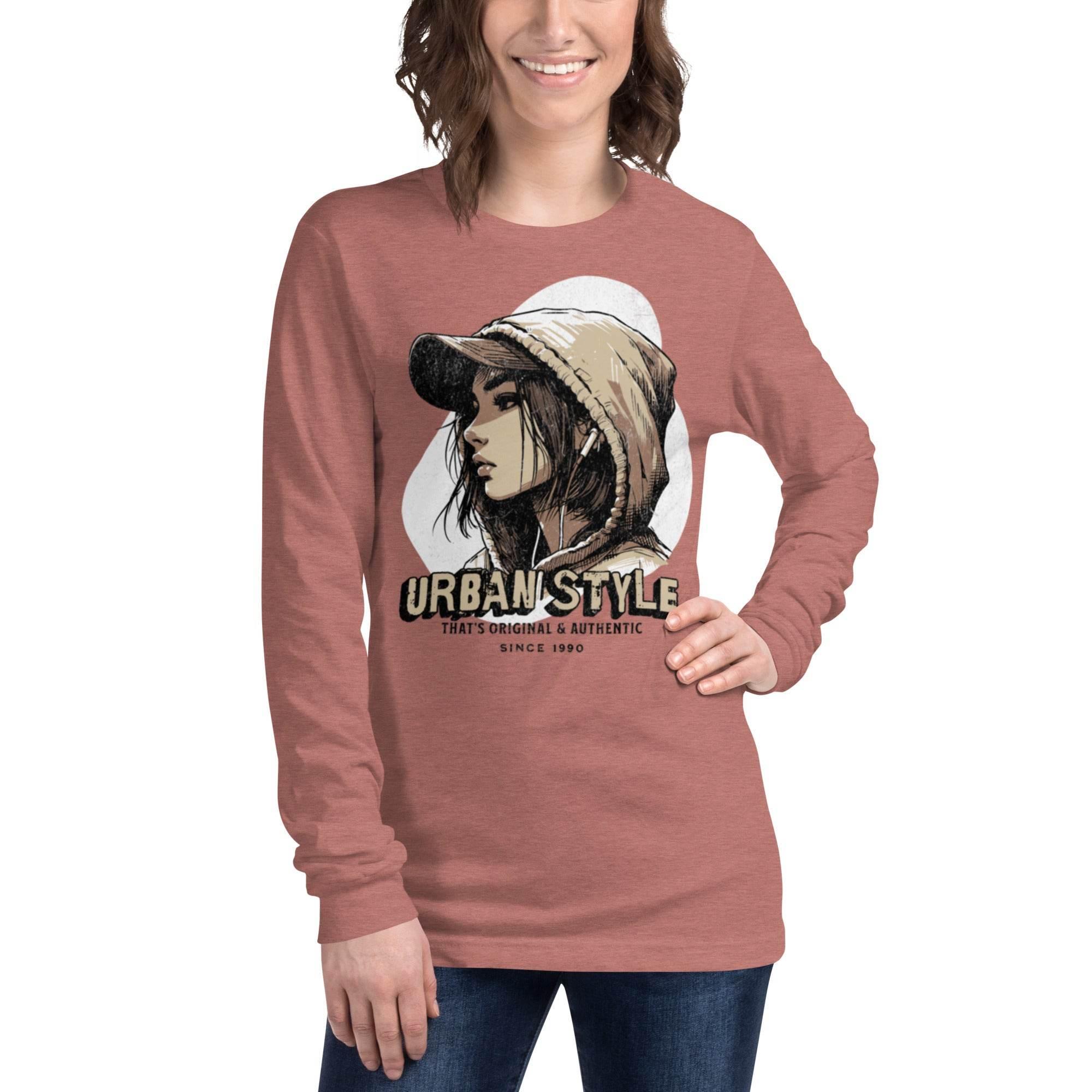 Mid-weight unisex long sleeve t-shirt with Urban Style print—breathable cotton blend - Annaise Store