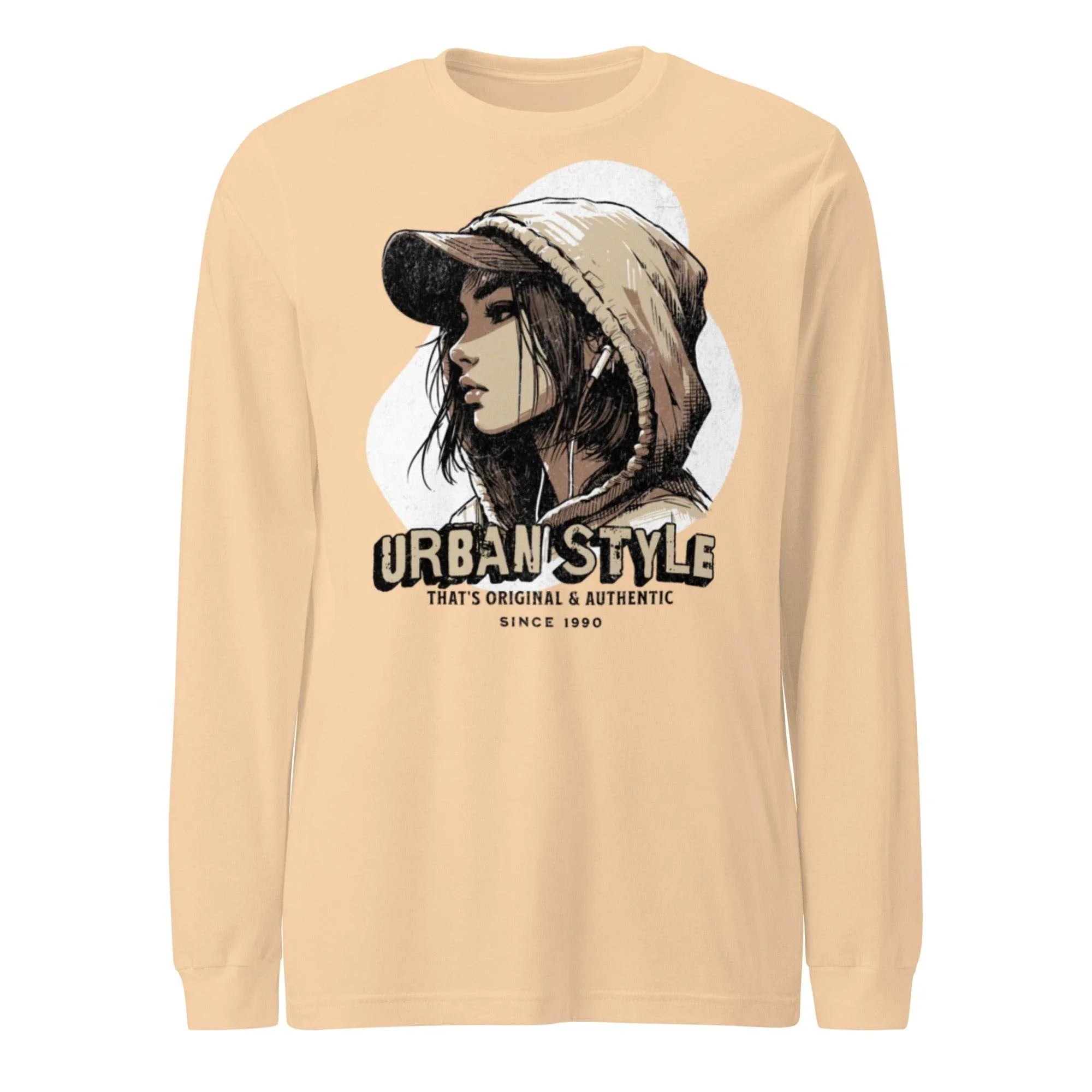 Mid-weight unisex long sleeve t-shirt with Urban Style print—breathable cotton blend - Annaise Store