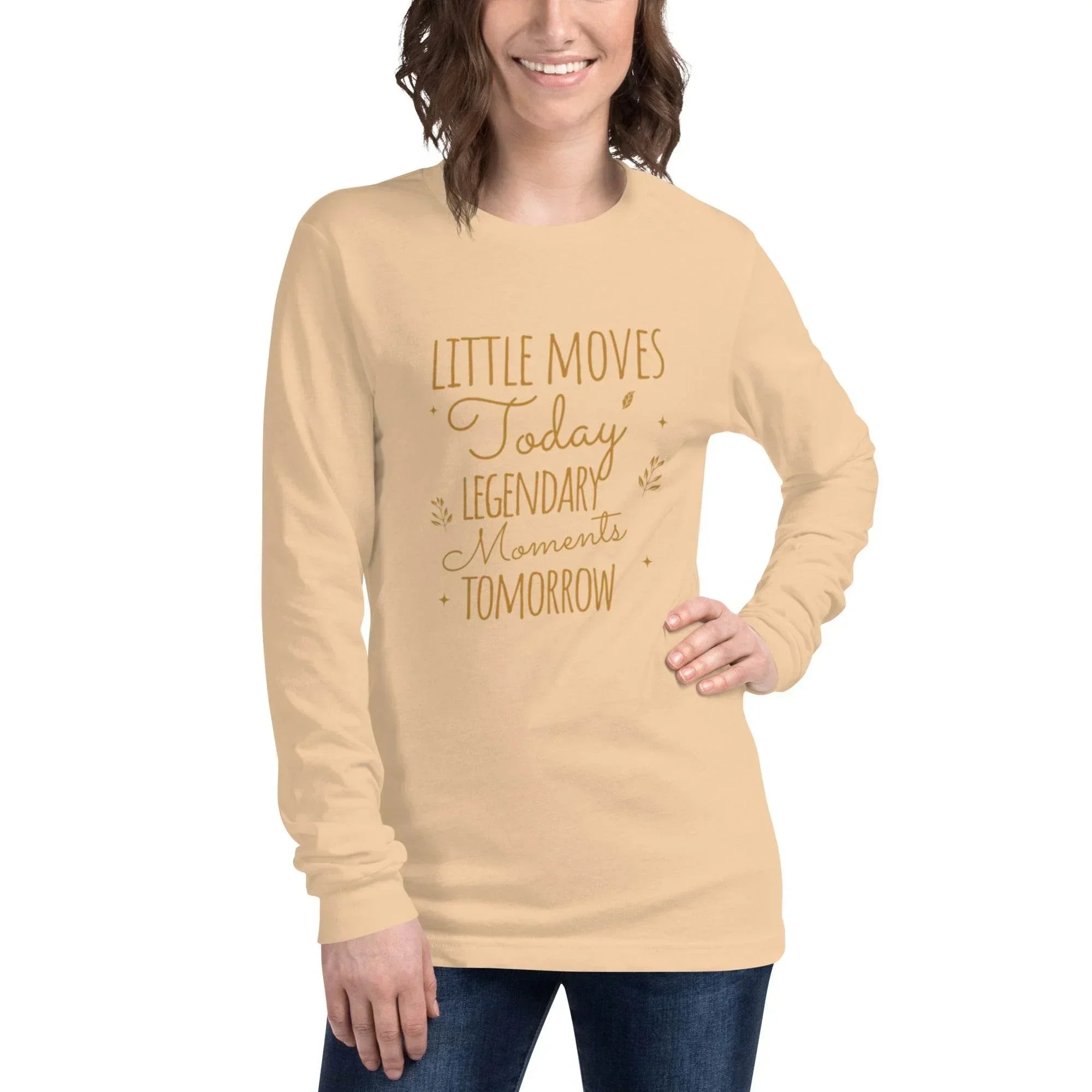 Comfort-fit long sleeve shirt with inspirational quote graphic - Annaise Store