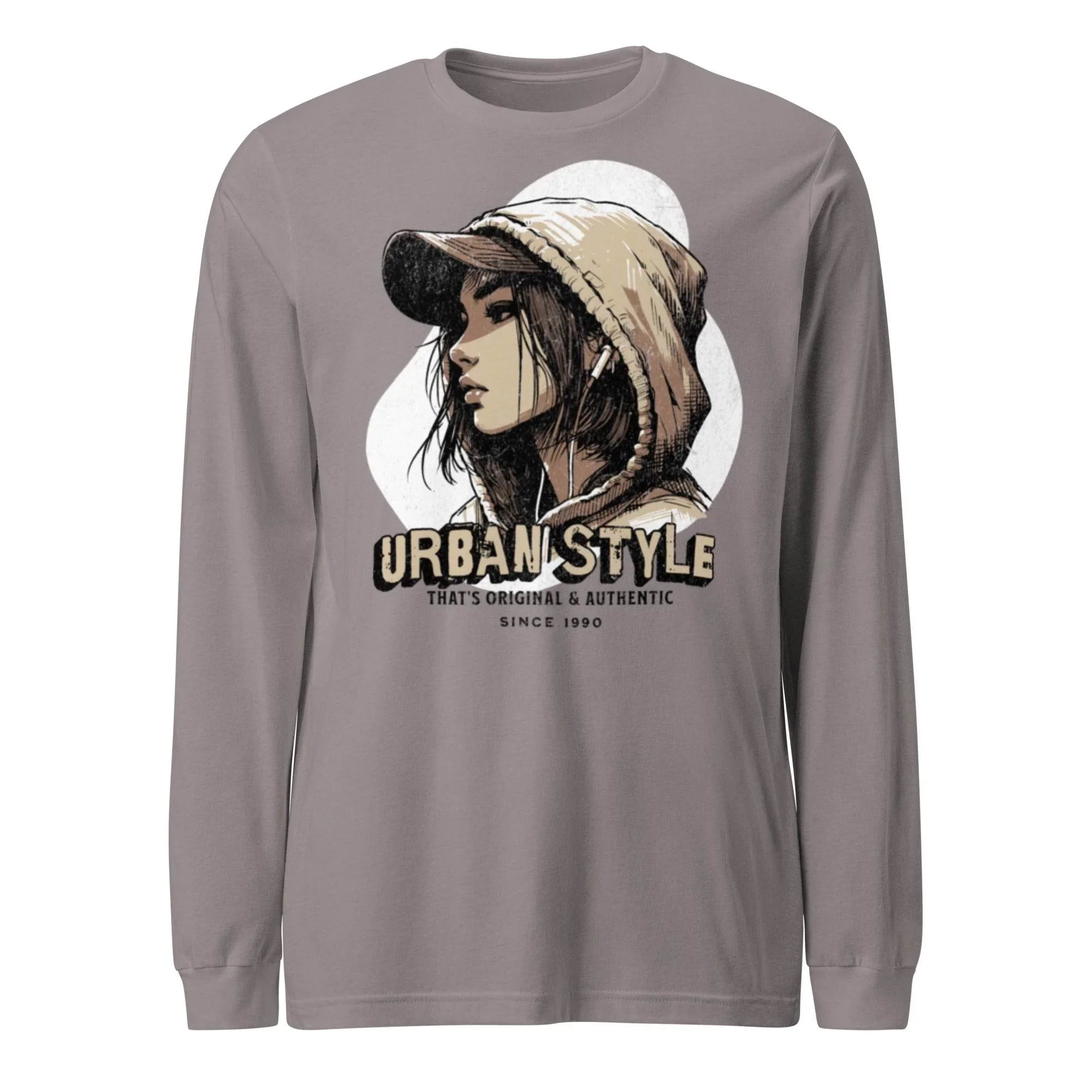 Mid-weight unisex long sleeve t-shirt with Urban Style print—breathable cotton blend - Annaise Store