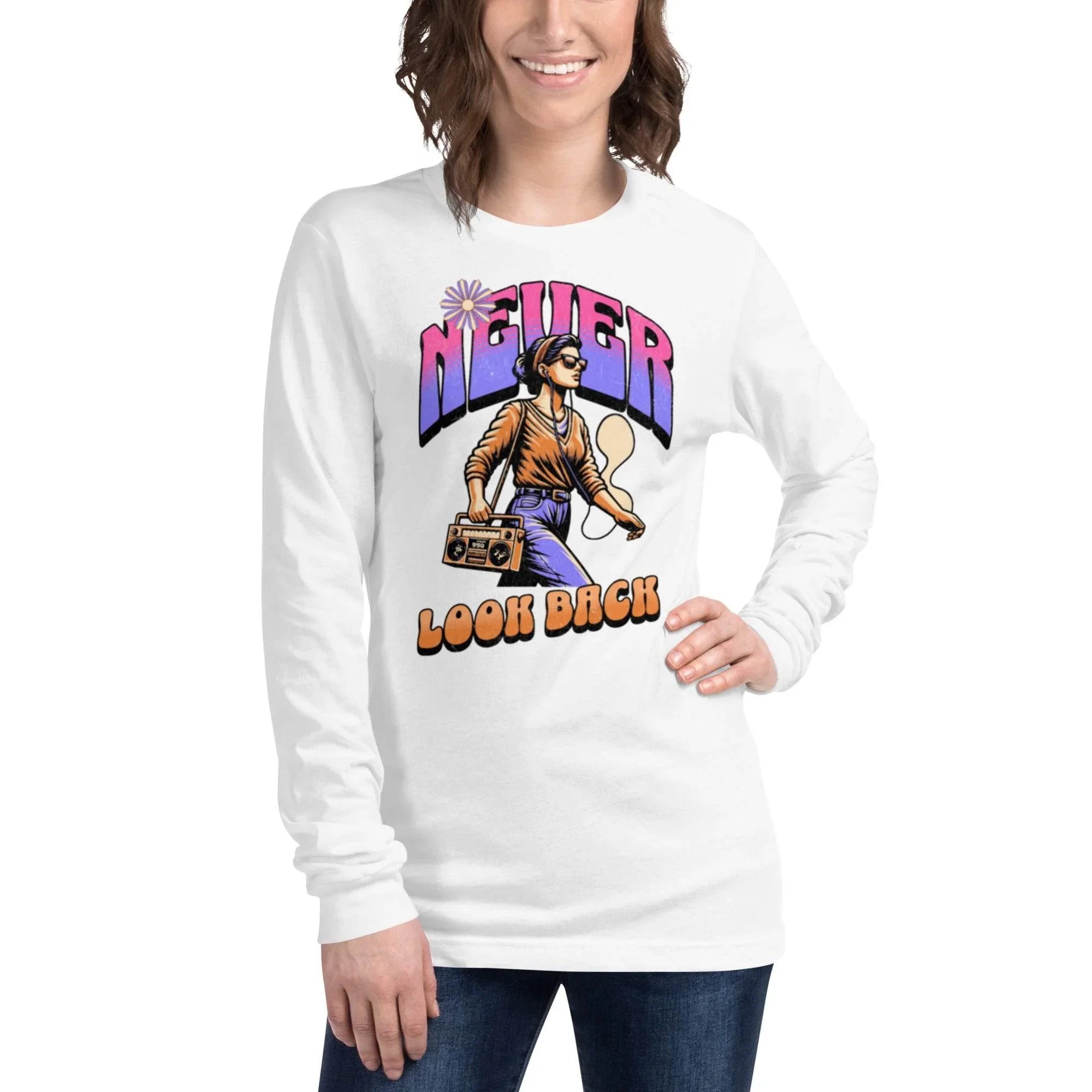 Retro graphic unisex long sleeve shirt with bold statement print - Annaise Store