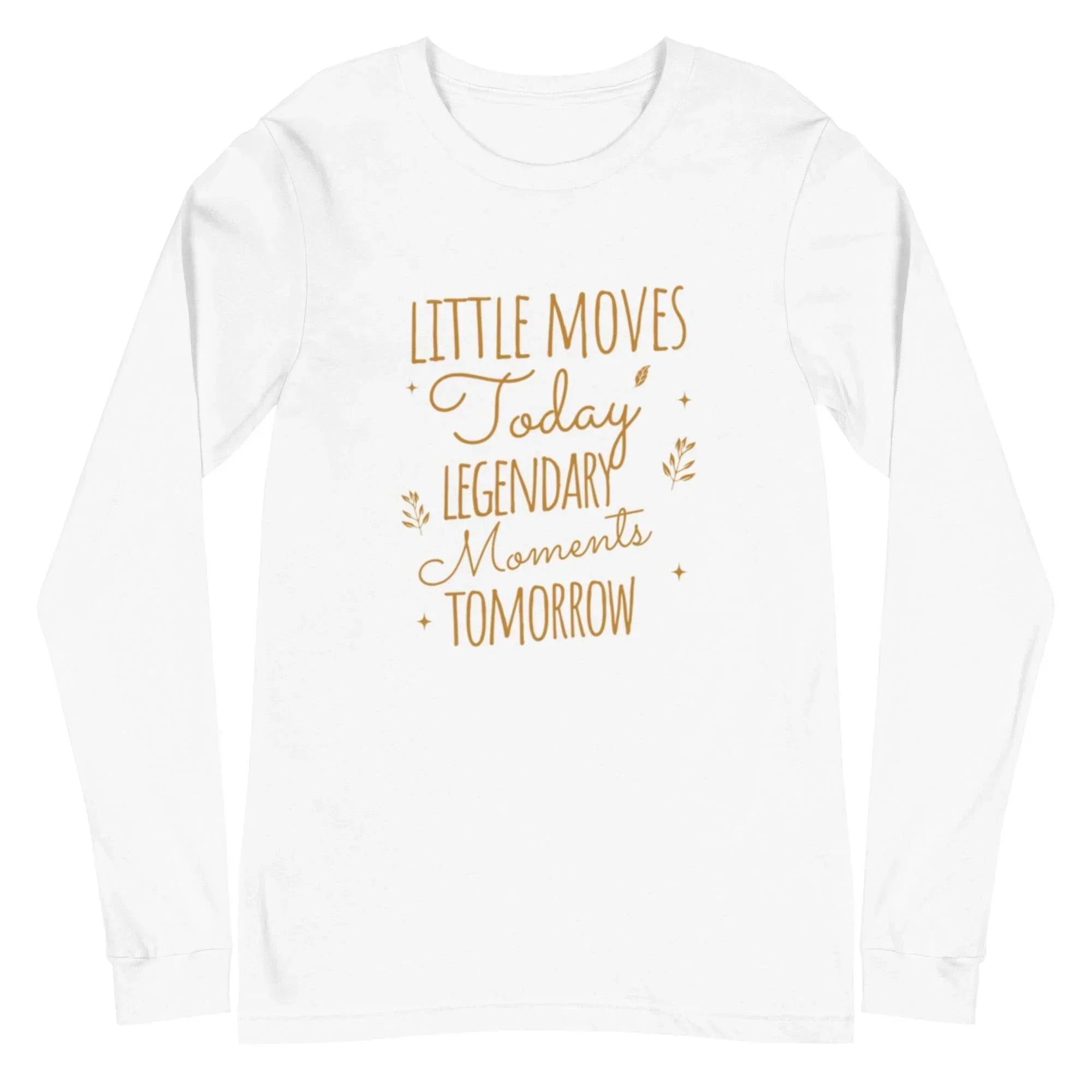 White inspirational graphic long sleeve tee with motivational script - Annaise Store