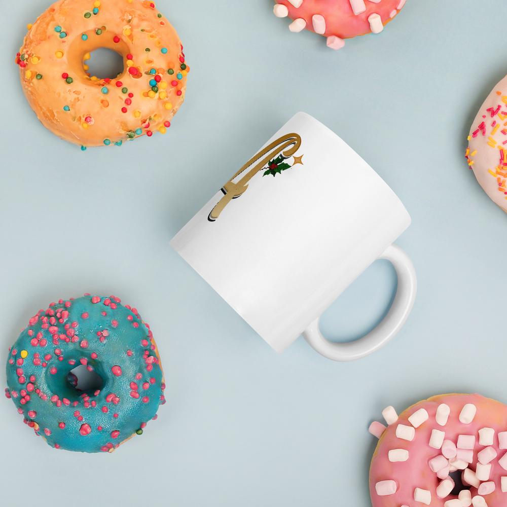 Letter A Christmas Mug – Gold Script Holiday Initial Cup