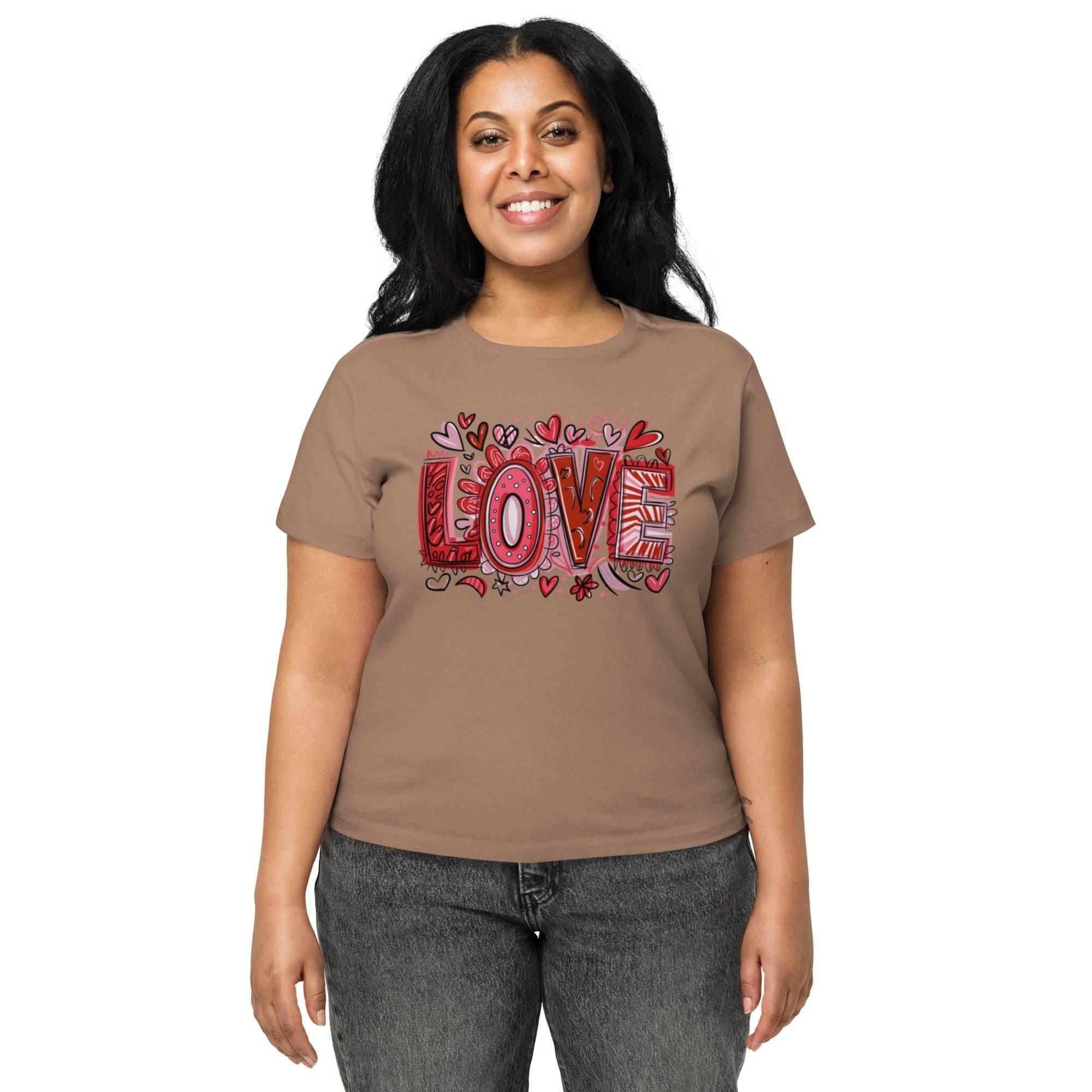 Women’s cropped statement tee with bold LOVE graphic – chic casual crop top in multiple colors. - Annaise Store