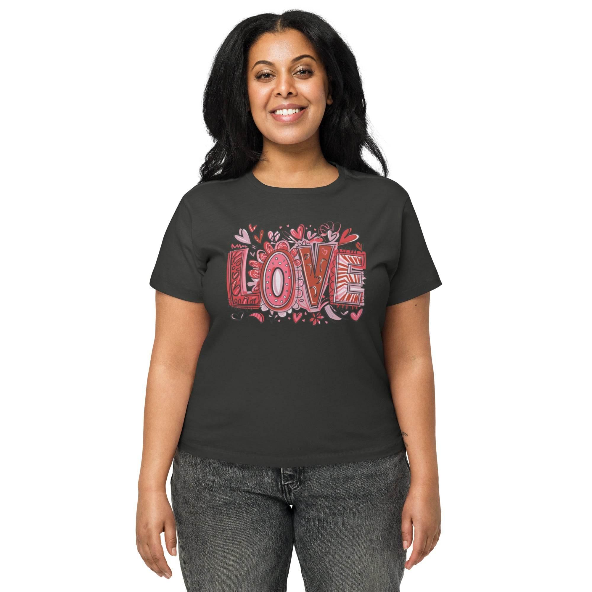 Women’s cropped statement tee with bold LOVE graphic – chic casual crop top in multiple colors. - Annaise Store