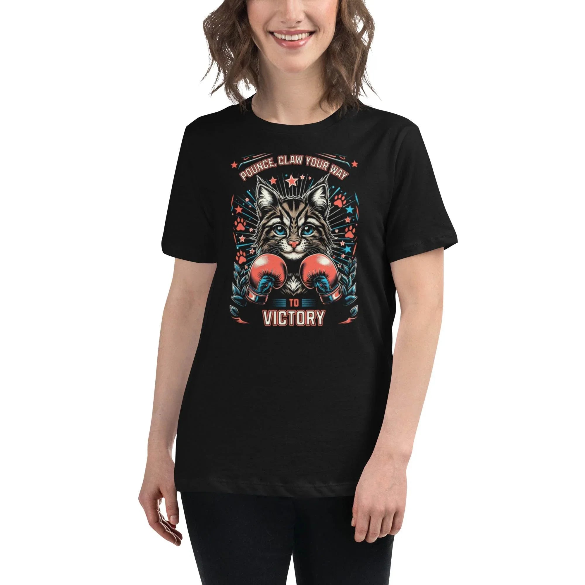 Black relaxed fit t-shirt with fierce claw graphic – bold motivational streetwear design. - Annaise Store