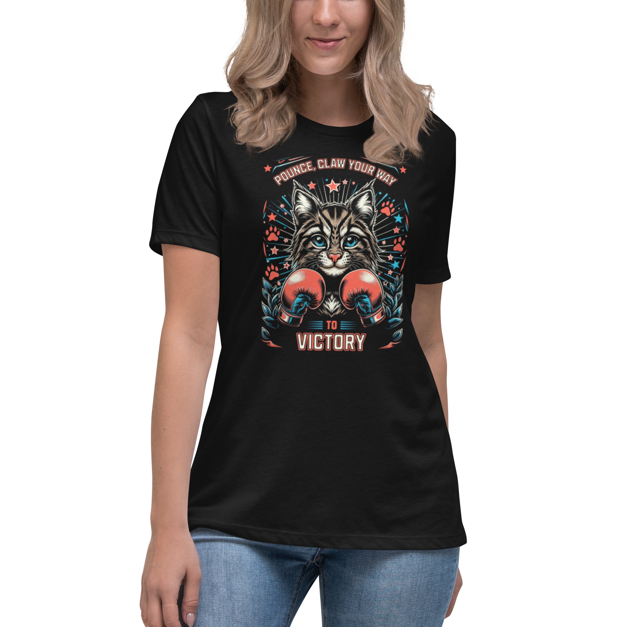 Claw Your Way to Victory – Fierce Cat Relaxed Fit T-Shirt | T-Shirt – Annaise Store