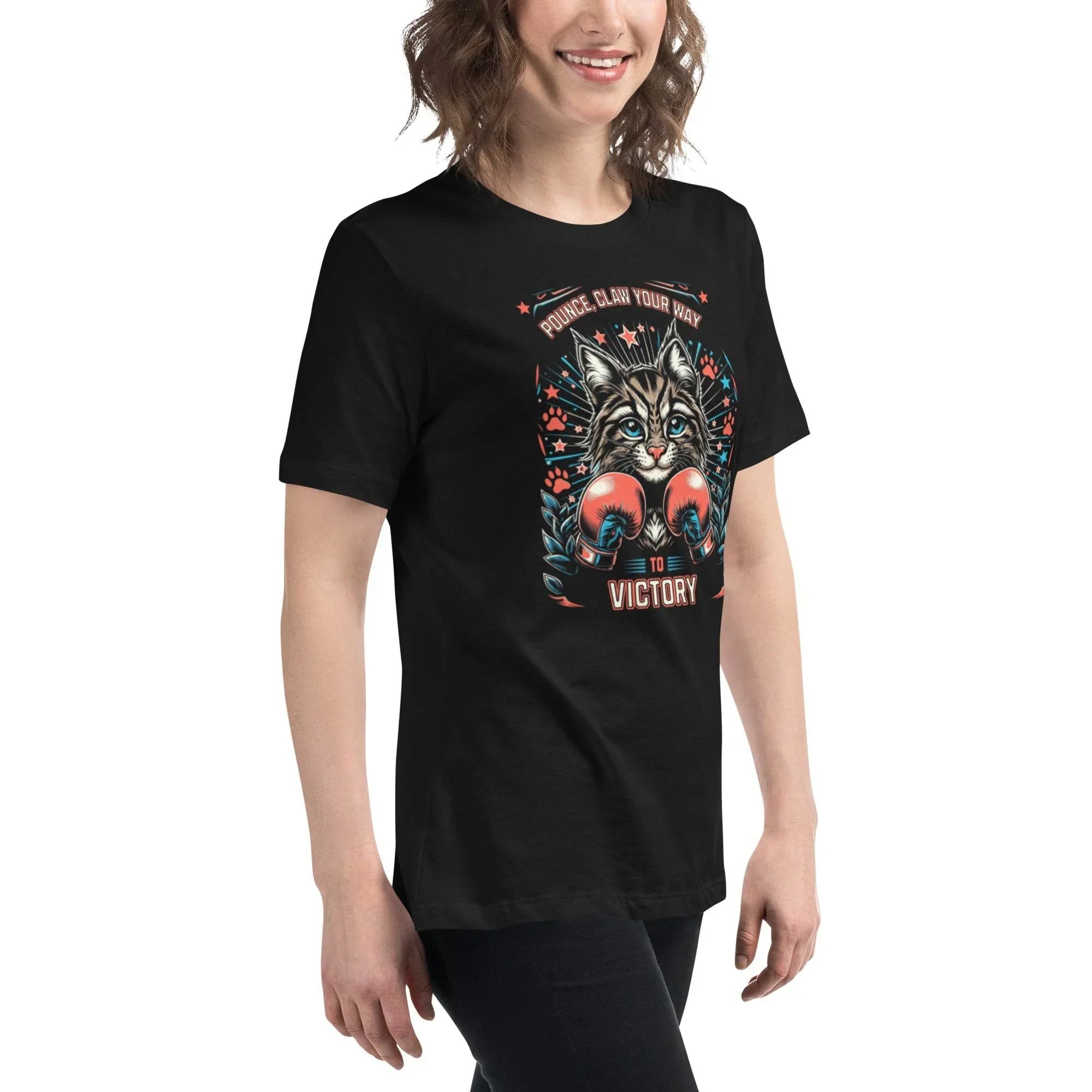 Black relaxed fit t-shirt with fierce claw graphic – bold motivational streetwear design. - Annaise Store