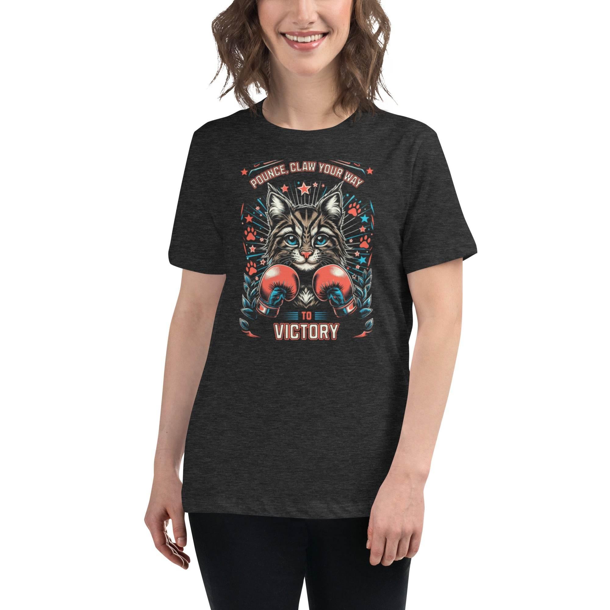 Dark-heather relaxed fit t-shirt with fierce claw graphic – bold motivational streetwear design. - Annaise Store