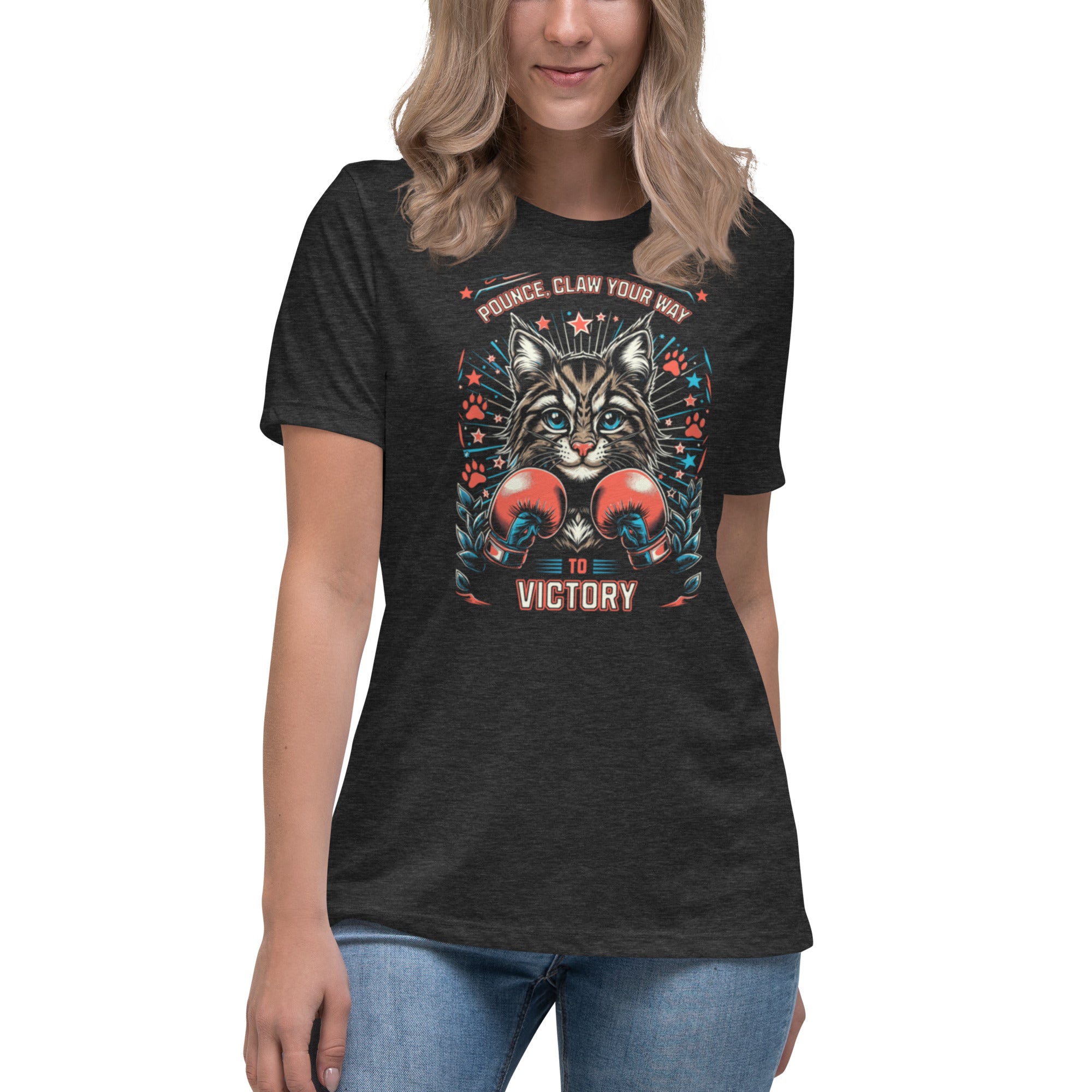 Claw Your Way to Victory – Fierce Cat Relaxed Fit T-Shirt | T-Shirt – Annaise Store