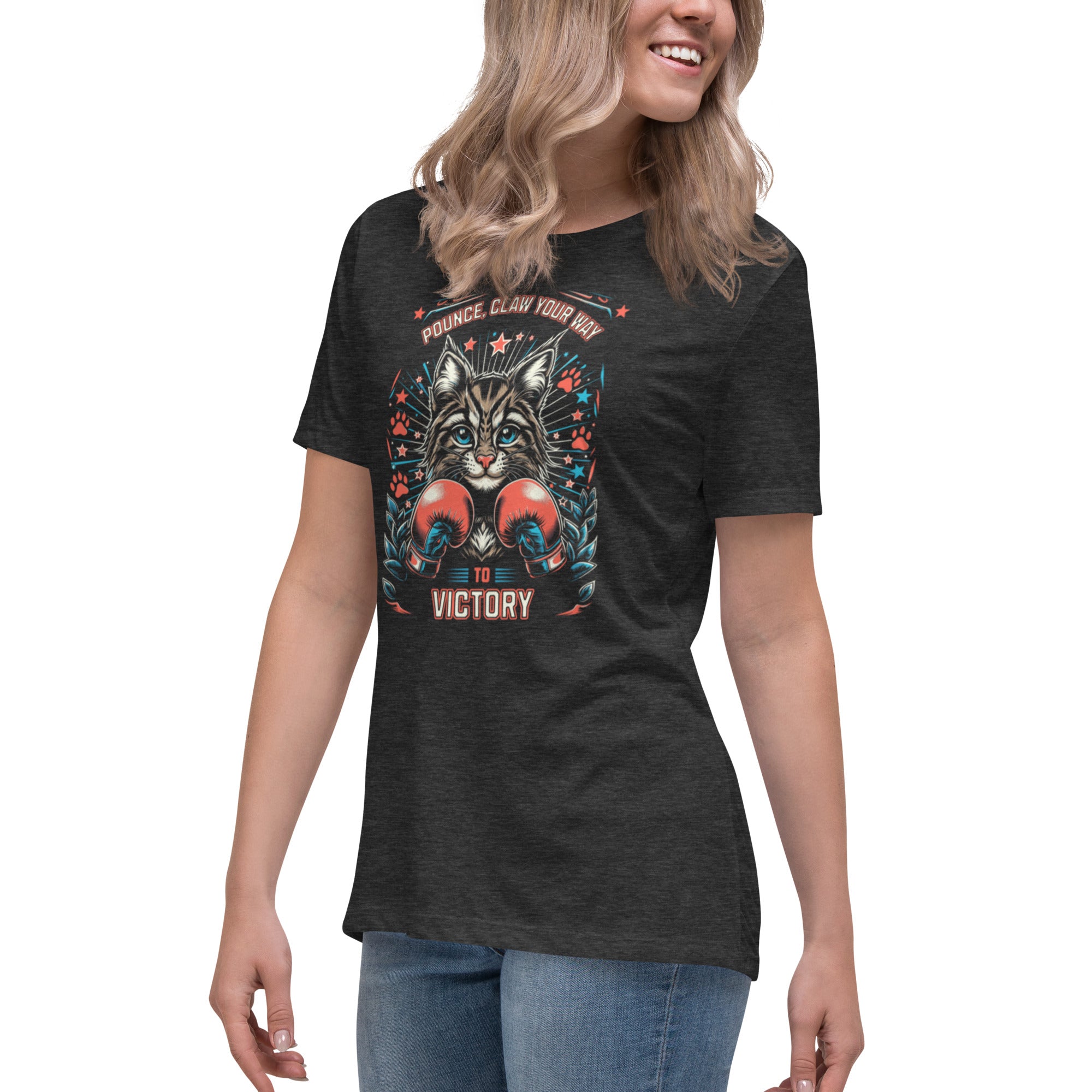 Claw Your Way to Victory – Fierce Cat Relaxed Fit T-Shirt | T-Shirt – Annaise Store
